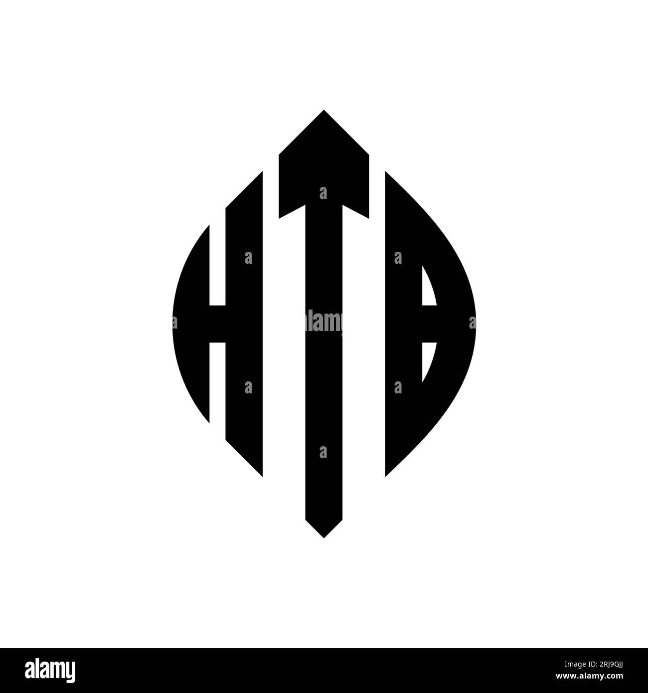 Logo de lettre cercle HTB avec forme de cercle et d'ellipse. Lettres elliptiques HTB avec style typographique. Les trois initiales forment un logo circulaire. HTB ci Illustration de Vecteur