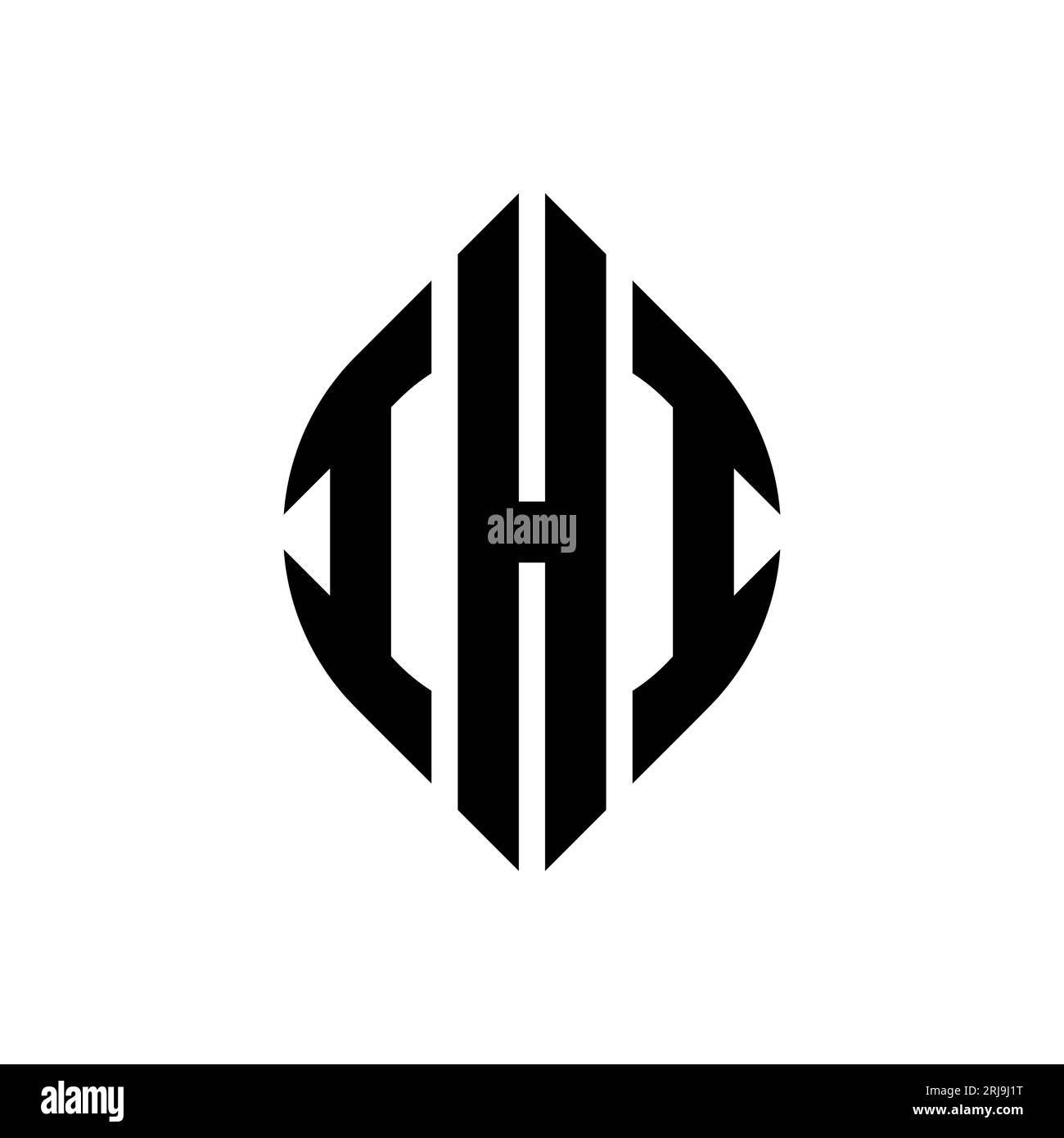Logo de lettre cercle IHI avec forme de cercle et d'ellipse. Lettres elliptiques IHI avec style typographique. Les trois initiales forment un logo circulaire. IHI ci Illustration de Vecteur