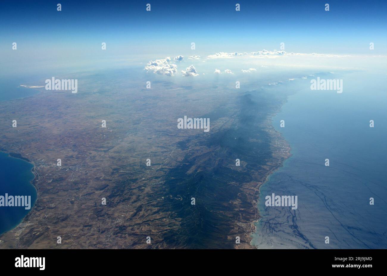 Vue aérienne de la péninsule de Karpas à Chypre. Banque D'Images