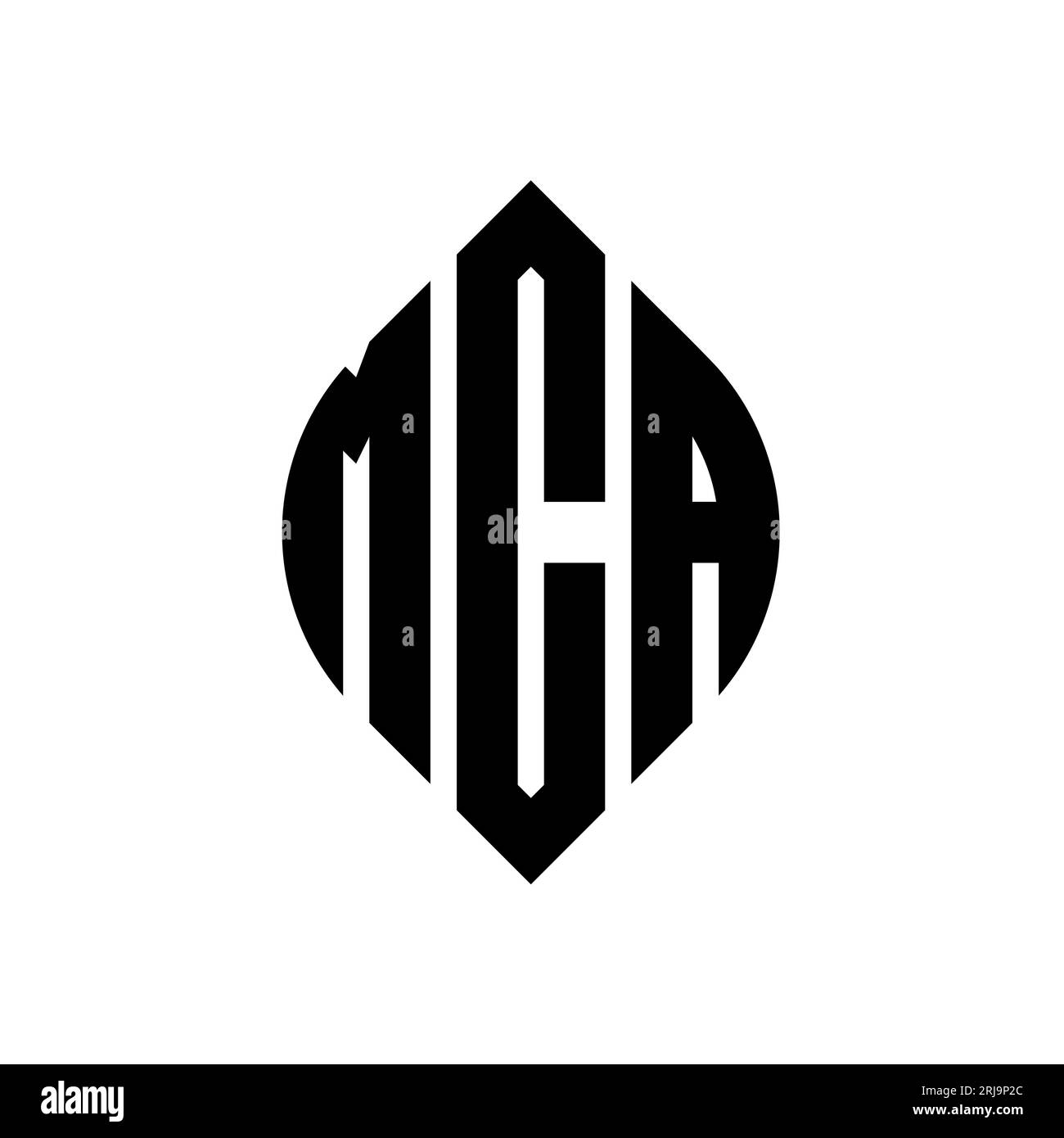 Logo de lettre cercle MCA avec forme de cercle et d'ellipse. Lettres elliptiques MCA avec style typographique. Les trois initiales forment un logo circulaire. Ci ACM Illustration de Vecteur