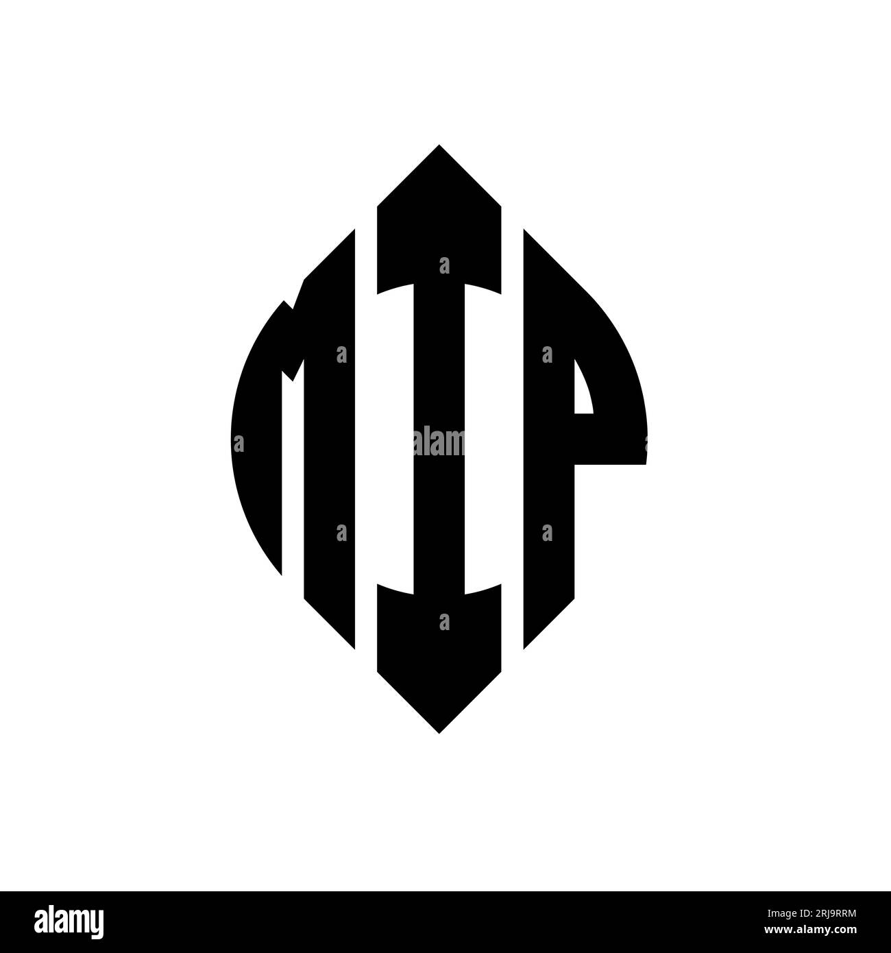 Conception de logo de lettre de cercle MIP avec forme de cercle et d'ellipse. Lettres elliptiques MIP avec style typographique. Les trois initiales forment un logo circulaire. Ci MIP Illustration de Vecteur