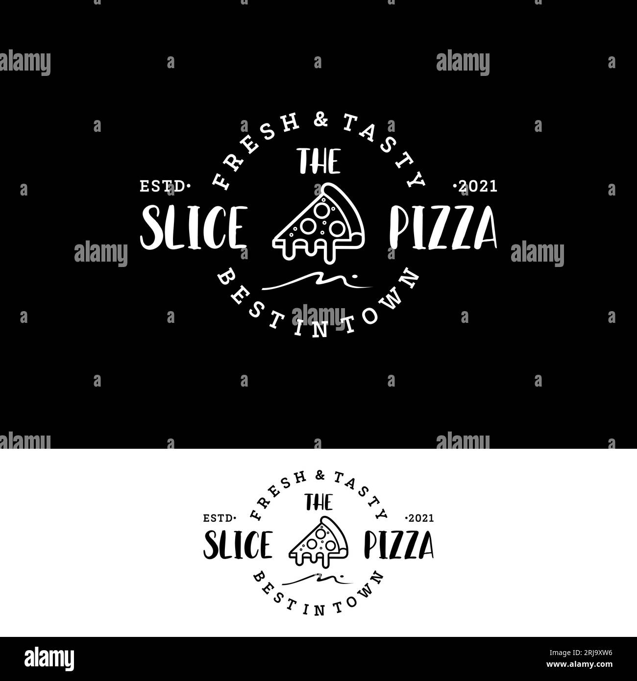 Logo pizzeria avec inspiration simple Pizza Slice Design Illustration de Vecteur