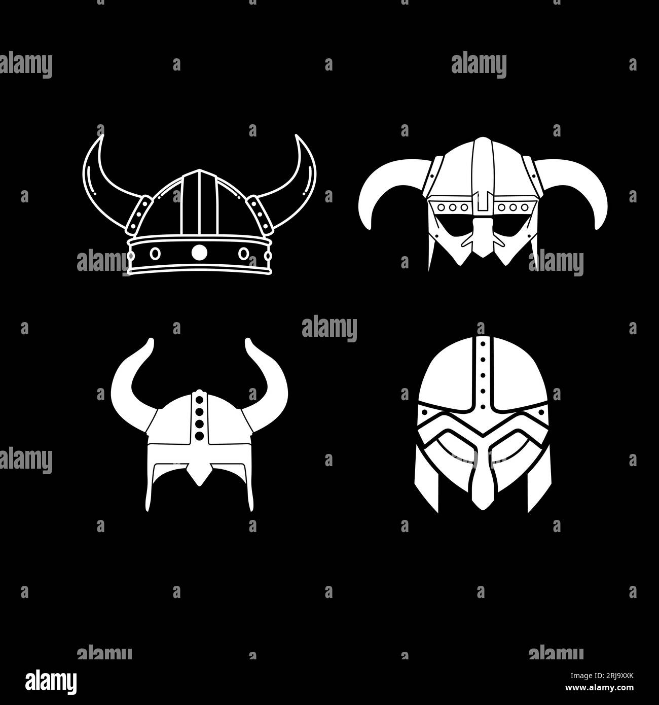 Casque Viking Armor Set logo Icon Design inspiration Illustration de Vecteur