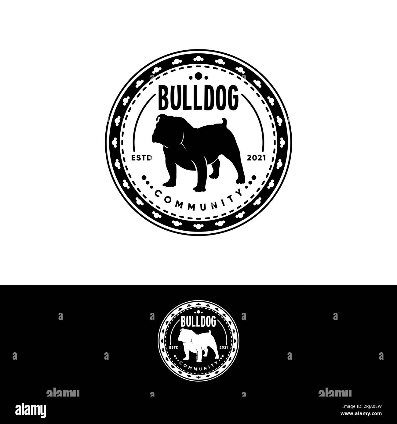 Logo de la communauté chien logo Bulldog Circle Design inspiration Illustration de Vecteur