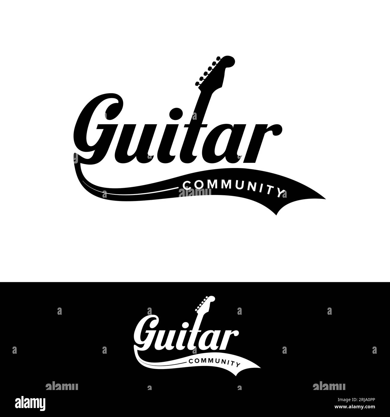 Communauté de guitare minimaliste simple conception de logo Illustration de Vecteur