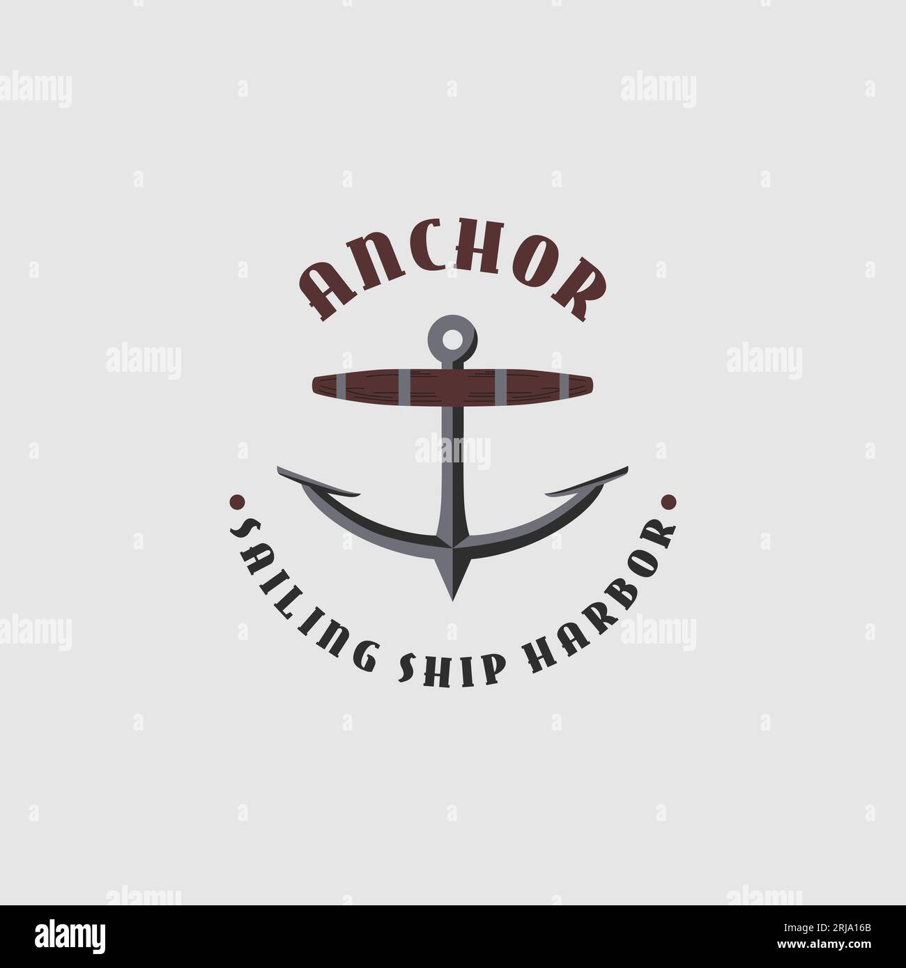 Logo d'ancre vintage pour inspiration de conception nautique de Sailing Ship Harbour Illustration de Vecteur