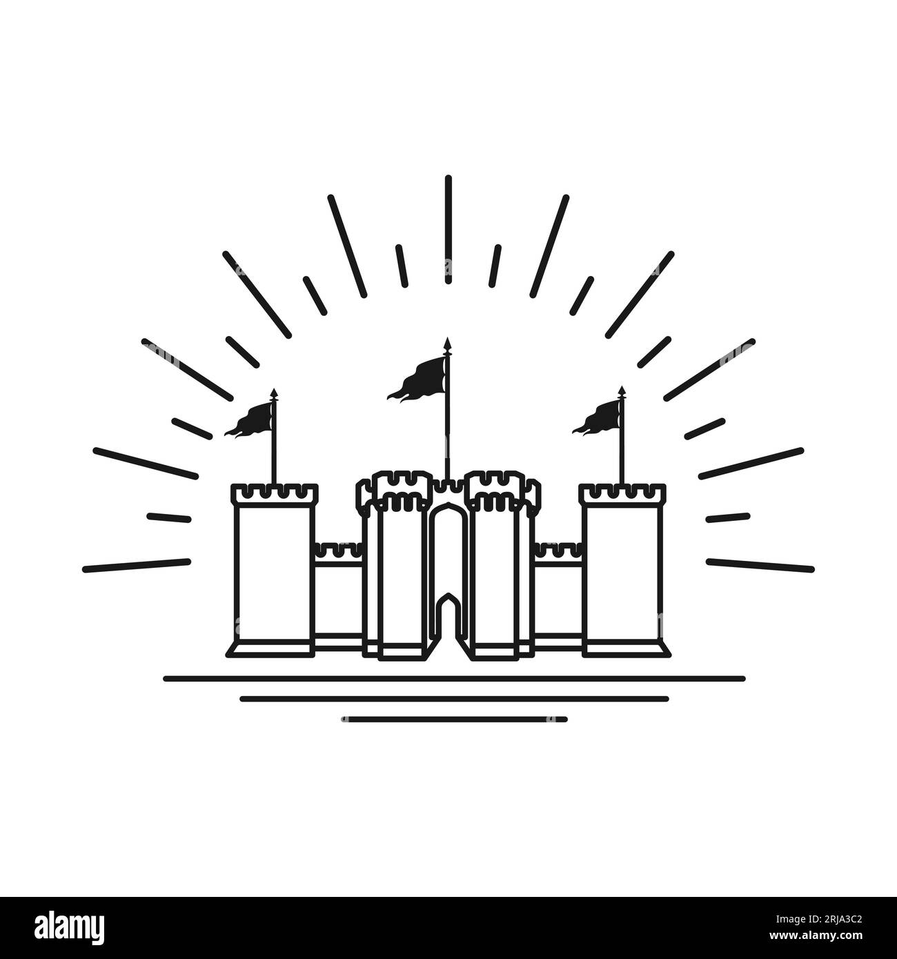 Inspiration minimaliste du logo d'art Castle Line Illustration de Vecteur