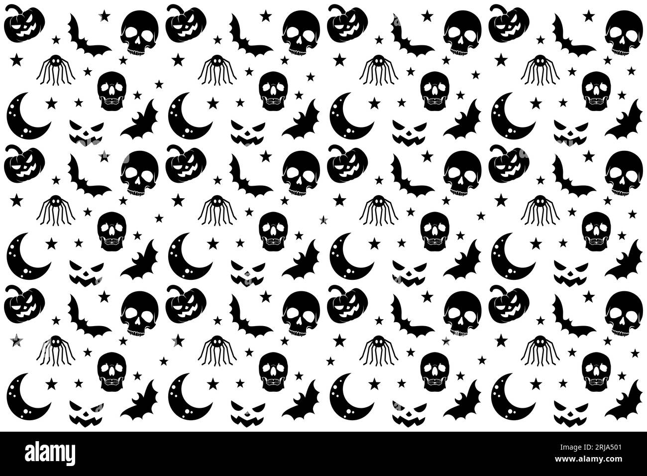 Noir et blanc Halloween Seamless Pattern arrière-plan Illustration de Vecteur