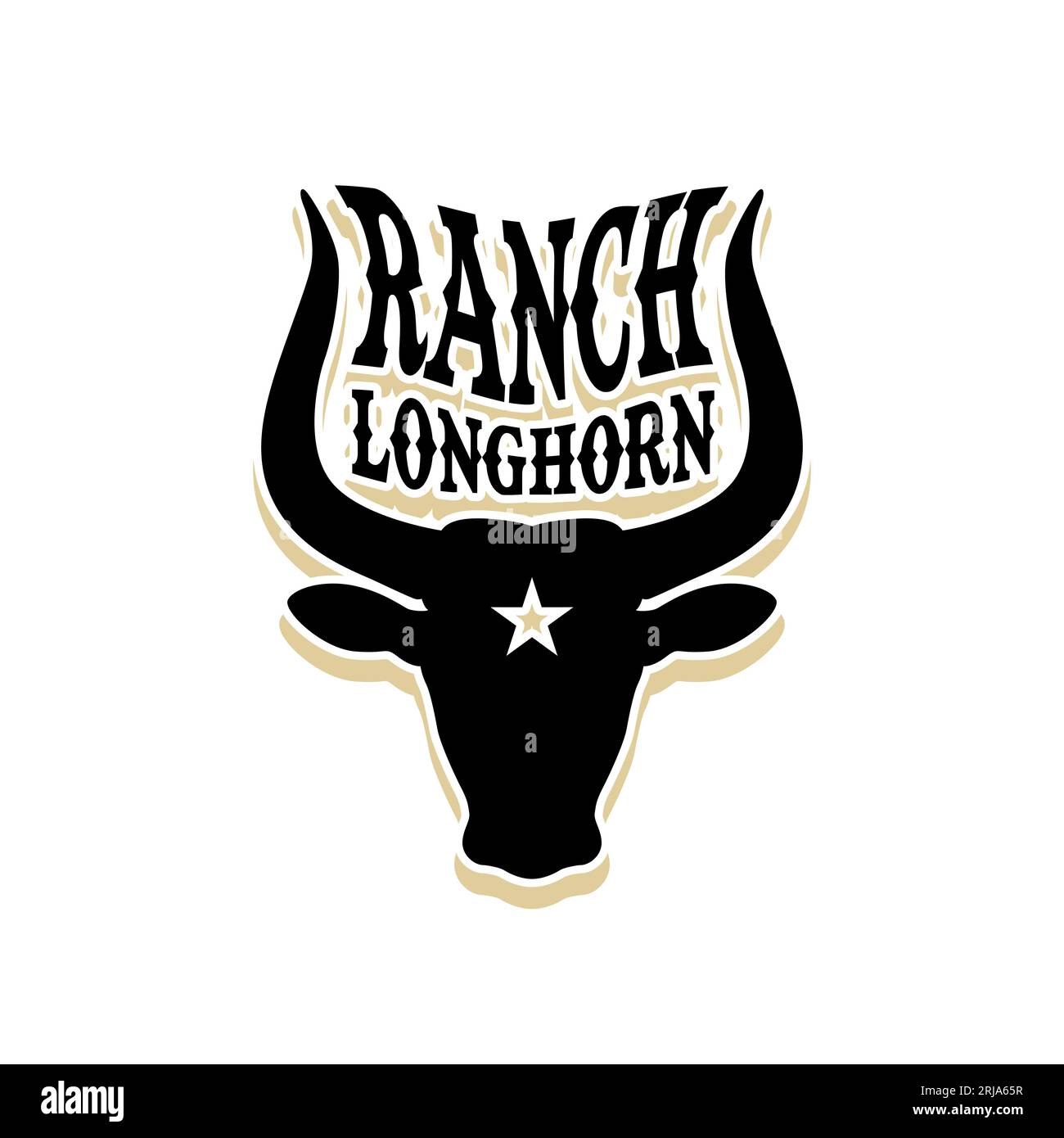 WESTERN Longhorn Bull Cow Buffalo Head silhouette pour Ranch Livestock logo Design Illustration de Vecteur