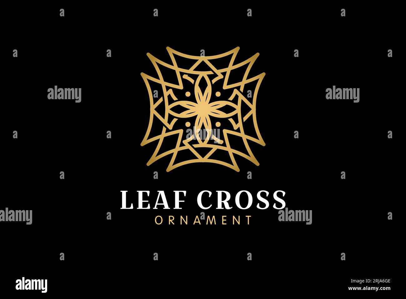 Logo Golden Leaf Cross Mandala Illustration de Vecteur