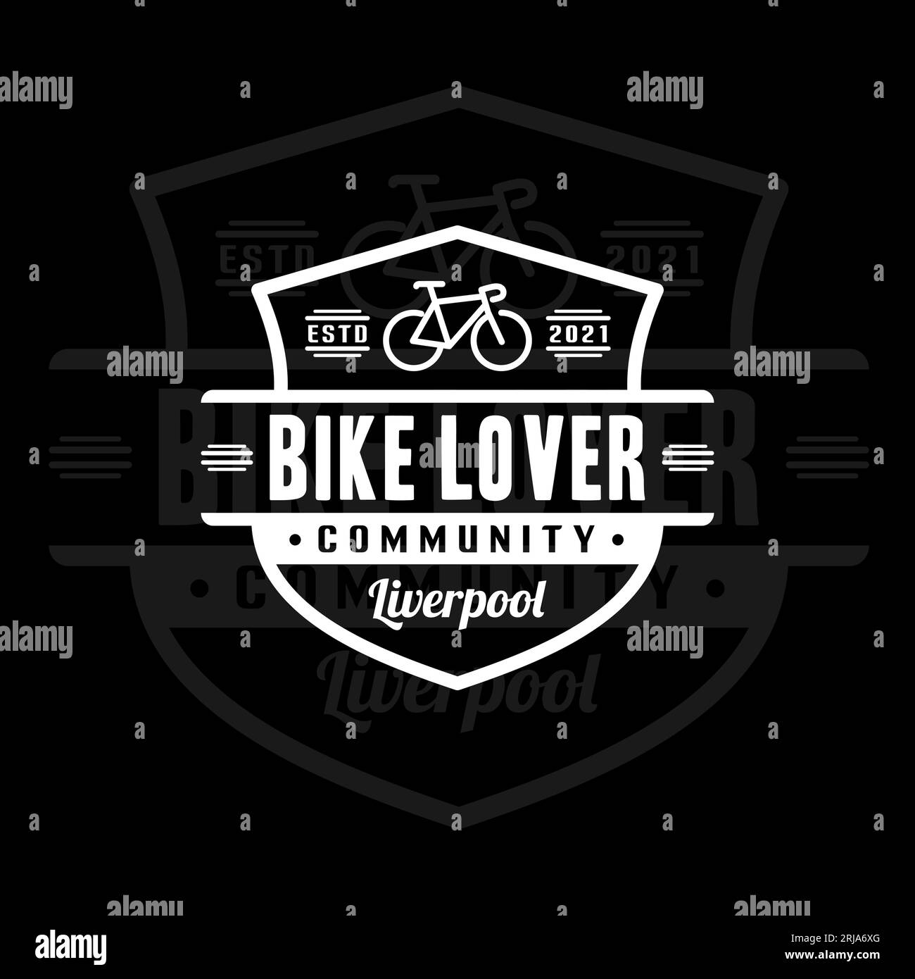 Logo Bicycle Community Shield, Cycling Lovers Vintage Retro logo Design Illustration de Vecteur