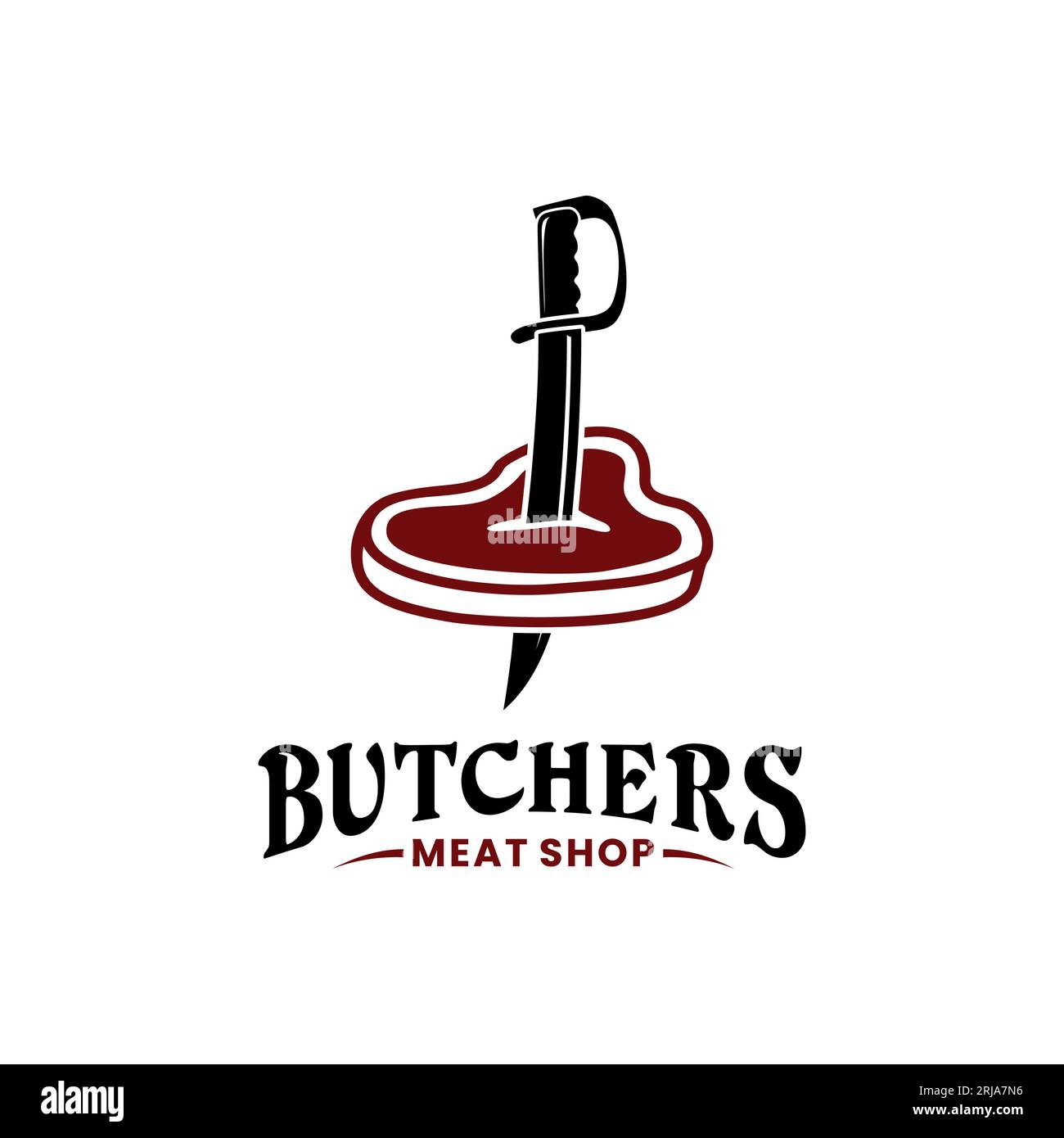 Lame de couteau d'épée Stab Meat pour Slaughterhouse logo ou Butcher Shop logo Design Illustration de Vecteur