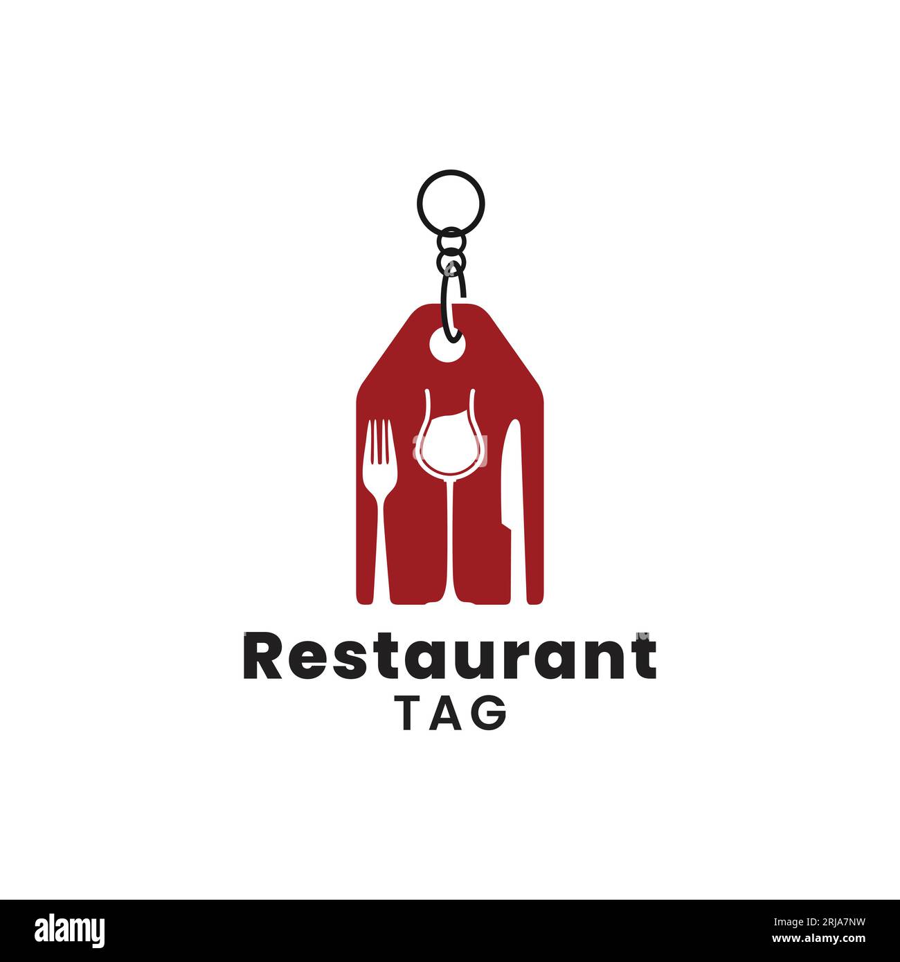 Fourchette Wineglass Spoon et étiquette de prix pour l'inspiration de conception de logo de restaurant Illustration de Vecteur