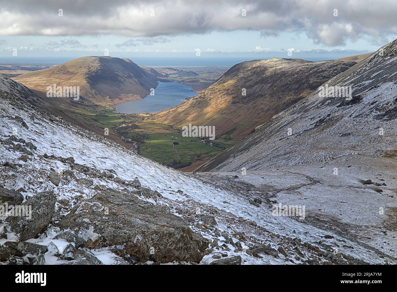 Vues hivernales sur les collines Lakeland. Banque D'Images