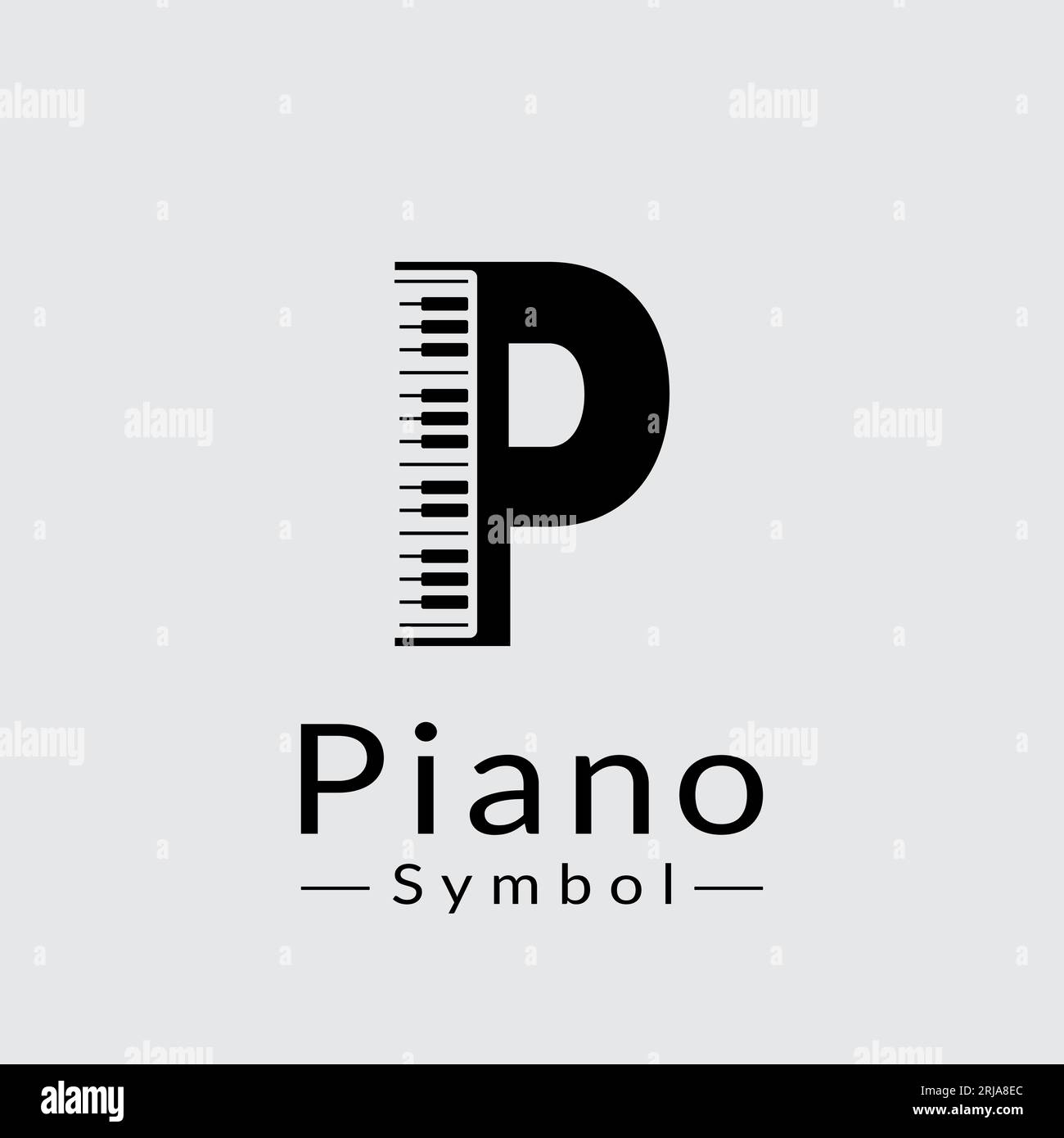 Lettre P et inspiration de conception de logo de piano Illustration de Vecteur