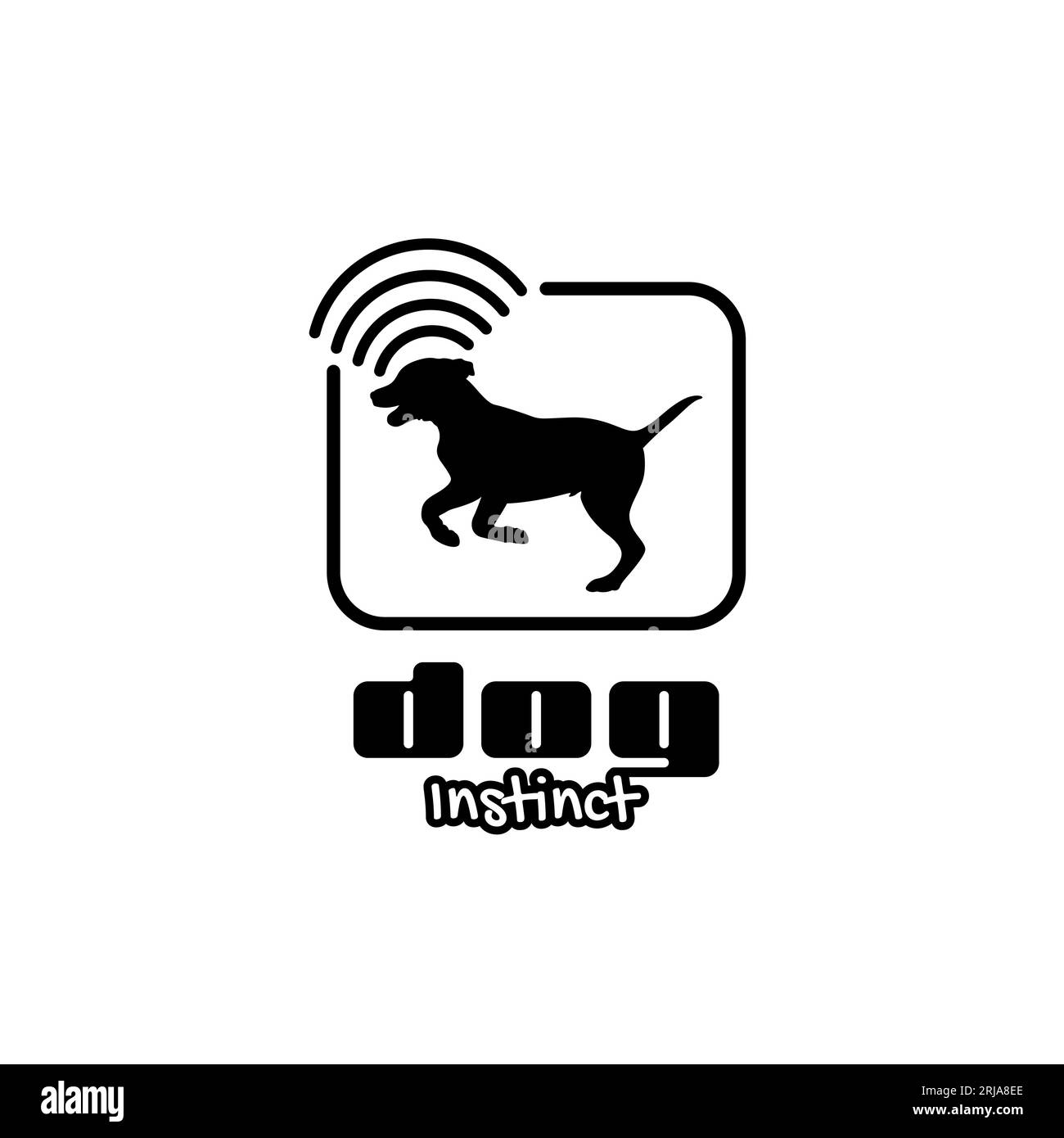 Silhouette de chien avec icône de signal pour chien renifleur logo symbole Illustration de Vecteur