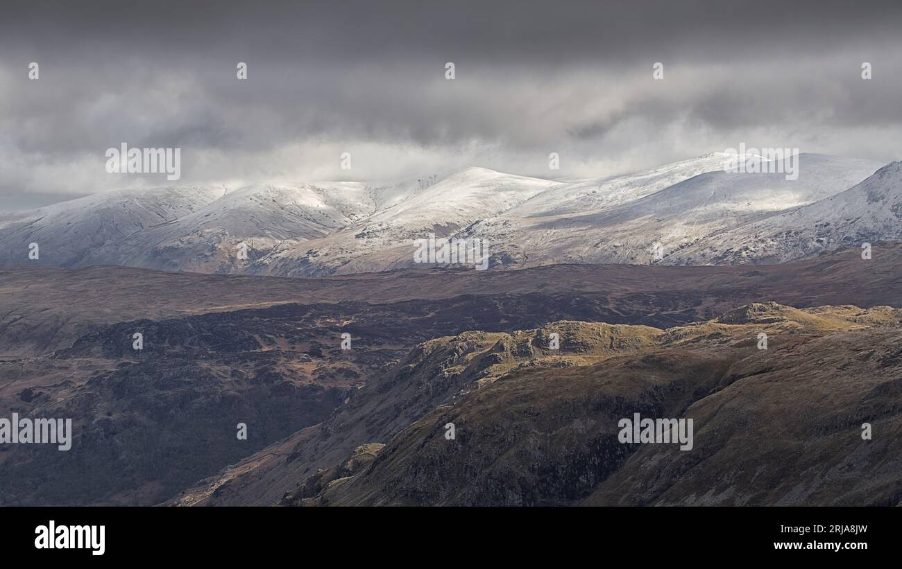 Vues hivernales sur les collines Lakeland. Banque D'Images