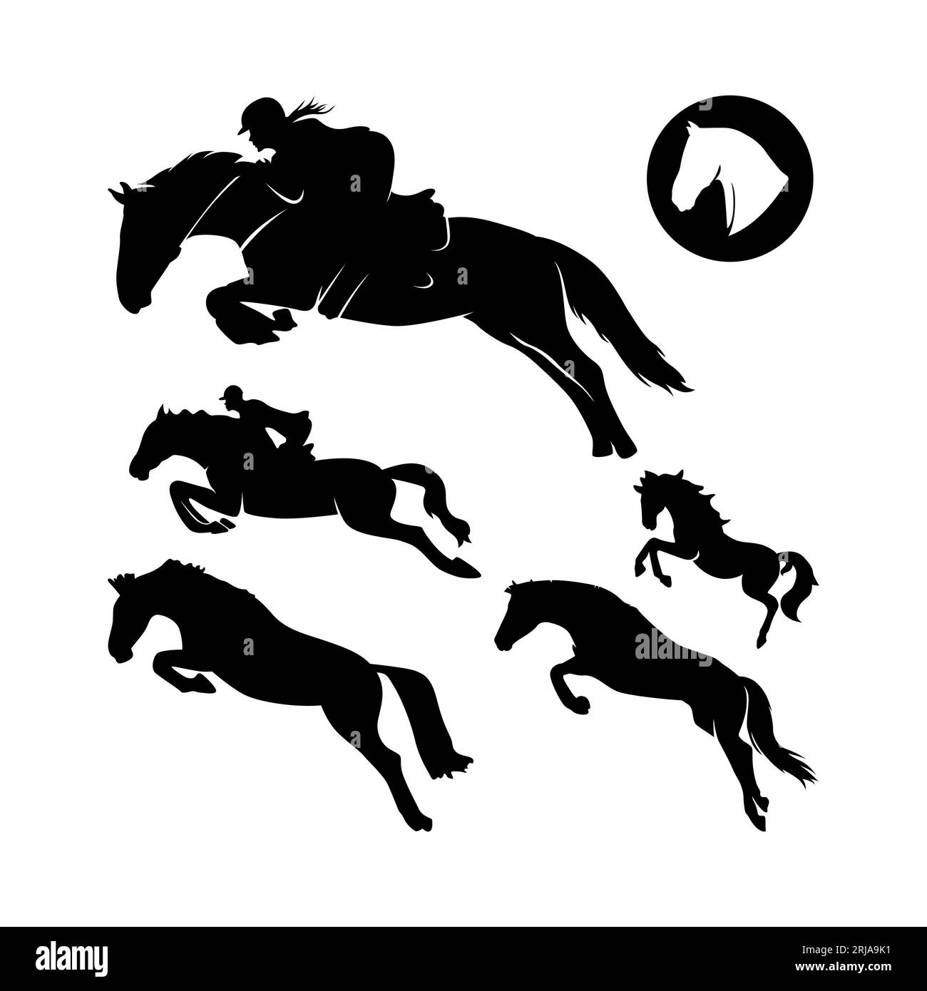Silouhette Course Ombre de silhouette de course de chevaux Banque d'images noir et blanc ...