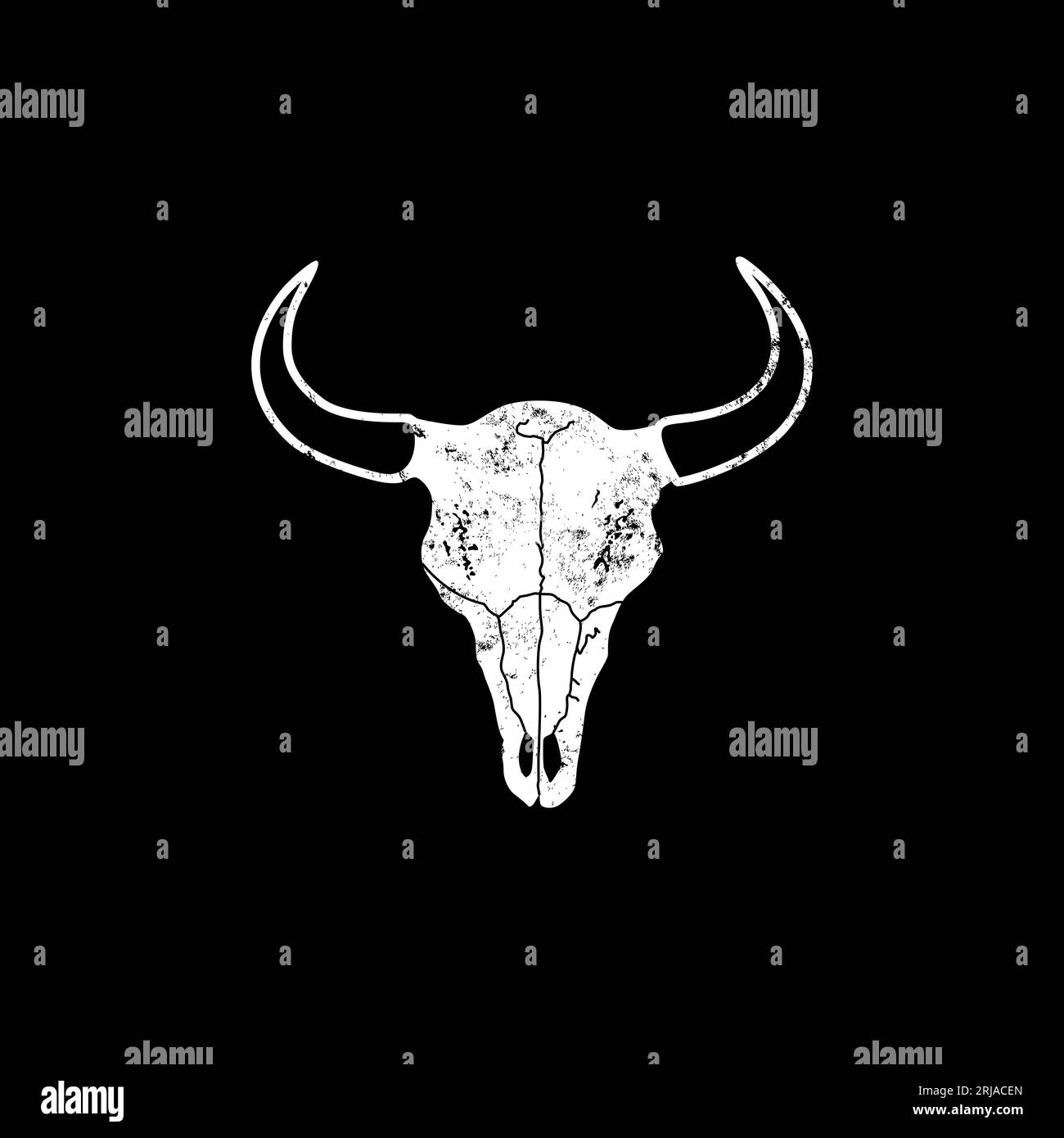 Grunge Cow Buffalo Bull Bison Angus Skull Head Vector Design Illustration de Vecteur