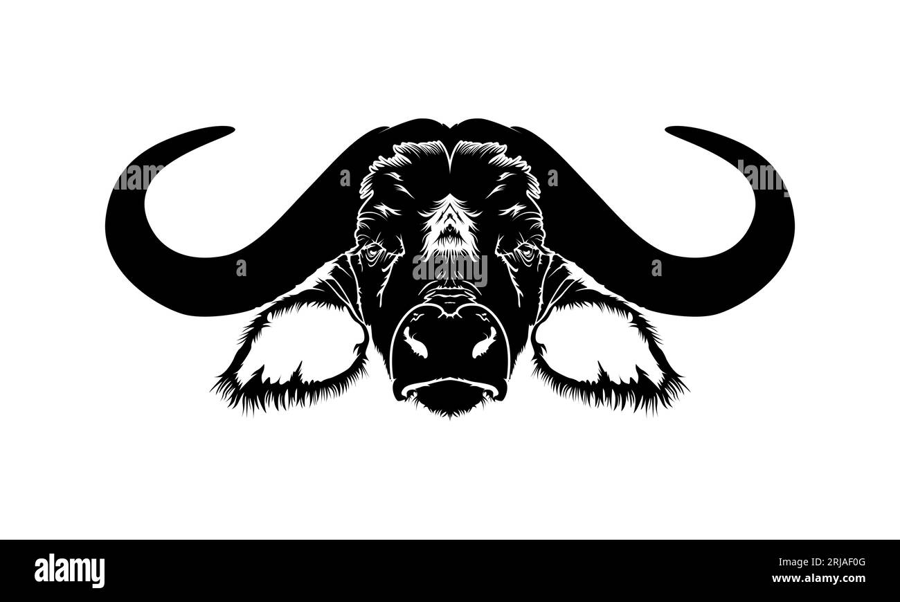 Vecteur de tête de buffle à corne longue, inspiration de conception de logo de tête de Buffalo Illustration de Vecteur