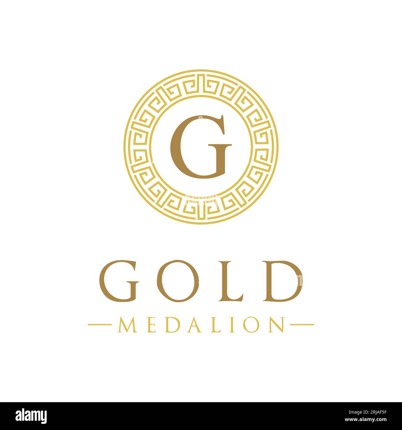 Cadre de bordure de cercle grec ancien, avec initiales de lettre au centre Illustration de Vecteur