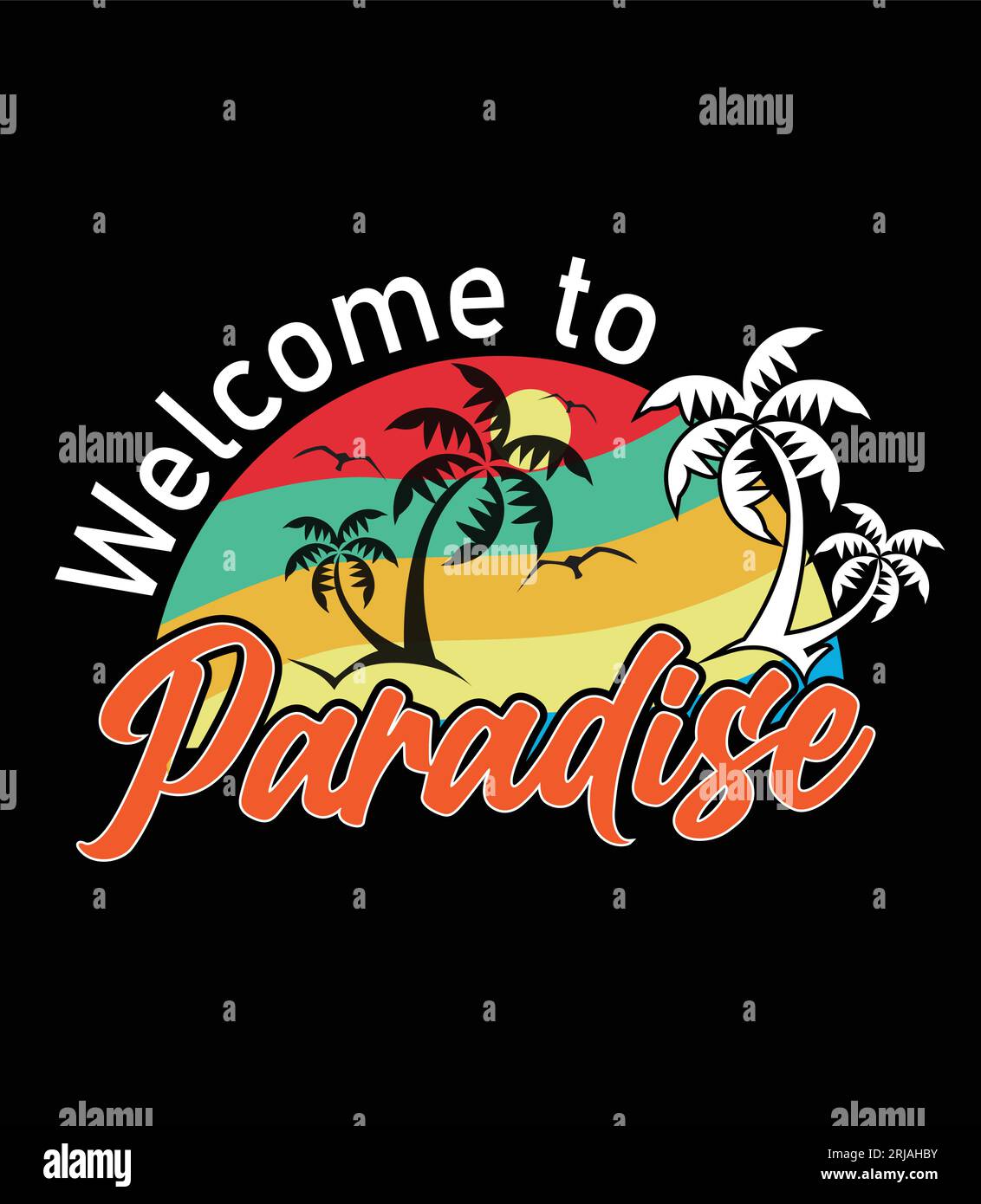 Bienvenue à Paradise Vector design, t-shirt d'été Illustration de Vecteur