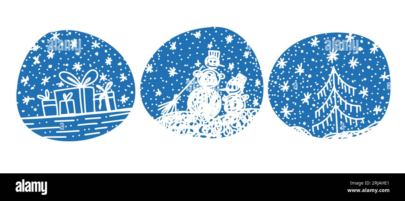 Collection d'éléments graphiques abstraits de Noël. Illustration vectorielle. style dessin animé plat Illustration de Vecteur