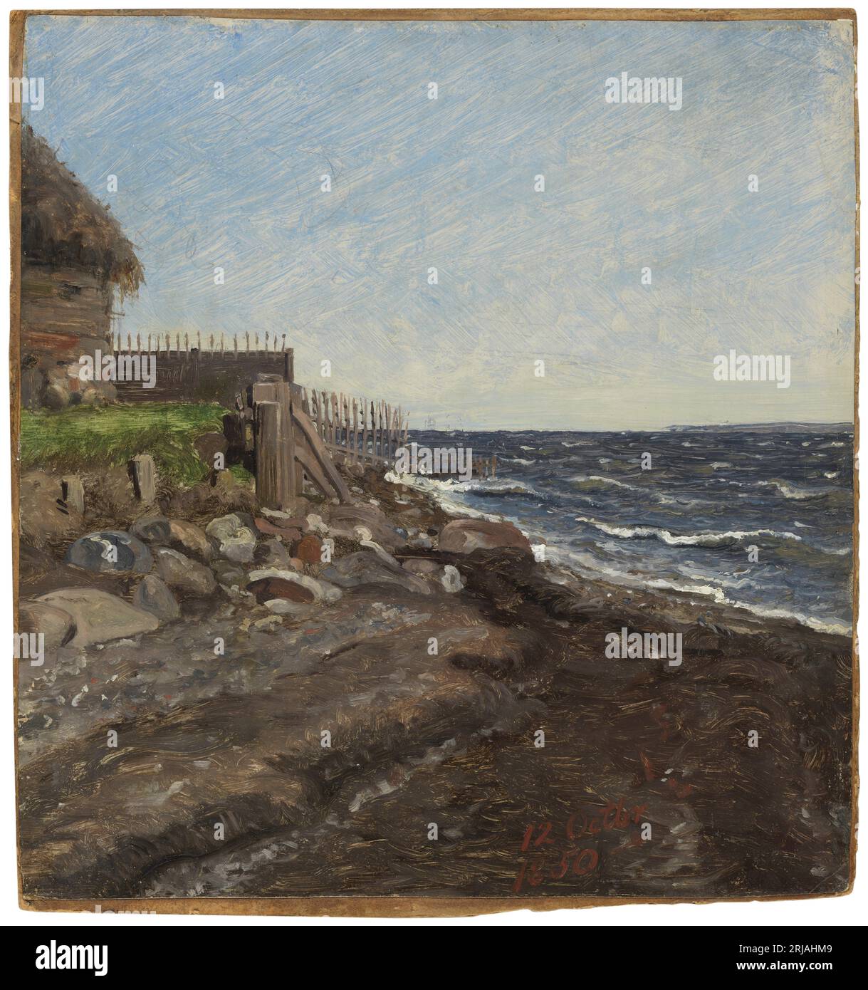 La côte à Hellebæk. Etude 1850 de Jørgen Roed Banque D'Images