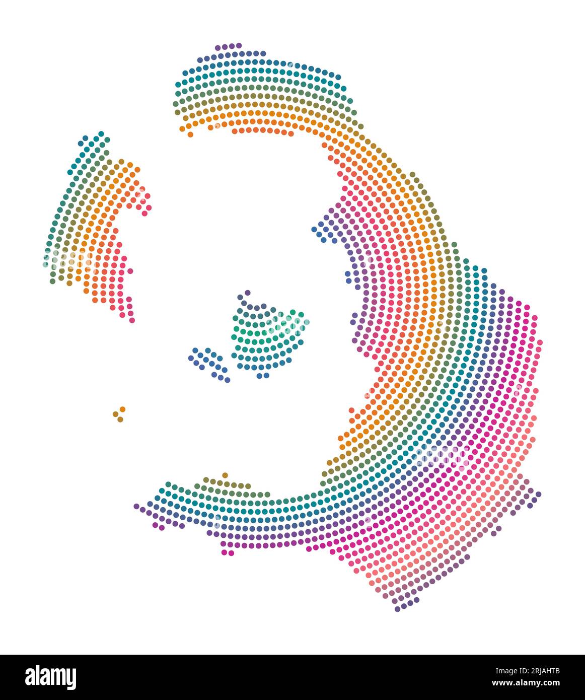 Carte en pointillés de Santorin. Forme de style numérique de Santorin. Icône Tech de l'île avec des points dégradés. Illustration vectorielle élégante. Illustration de Vecteur