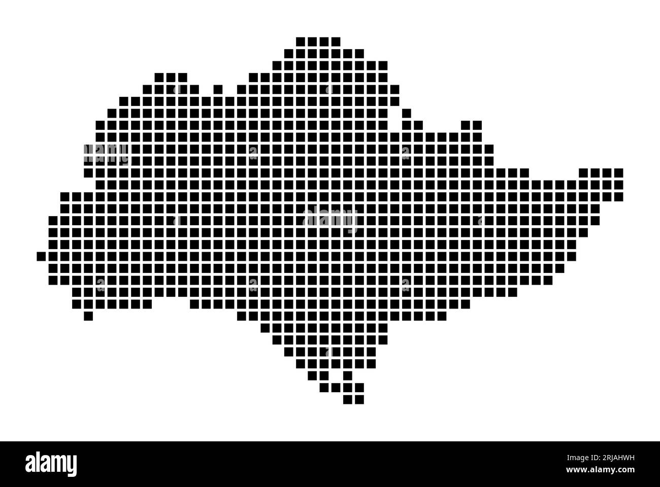 Carte de Sentosa. Carte de Sentosa dans le style pointillé. Bordures de l'île remplies de rectangles pour votre conception. Illustration vectorielle. Illustration de Vecteur