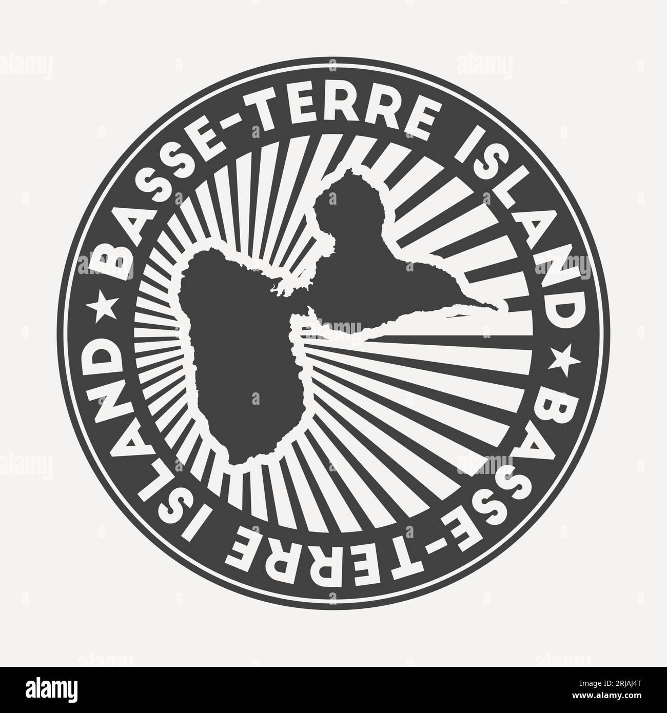 Logo rond basse-Terre Island. Badge de voyage vintage avec le nom circulaire et la carte, illustration vectorielle. Illustration de Vecteur