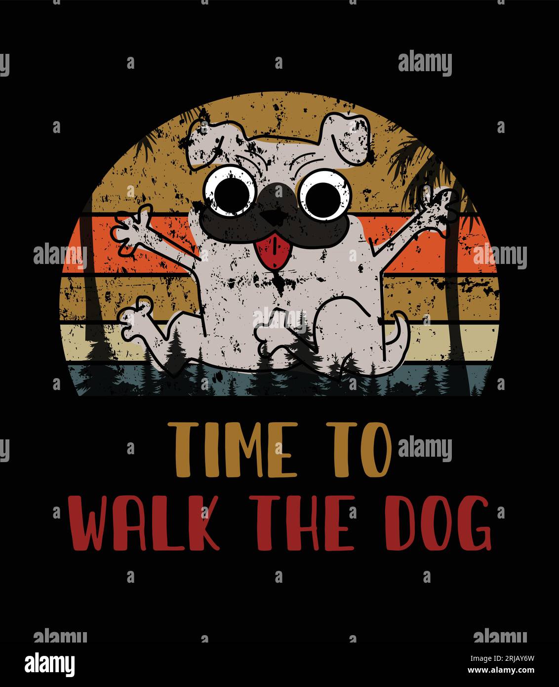 Il est temps de marcher le chien t-shirt vectoriel Illustration de Vecteur