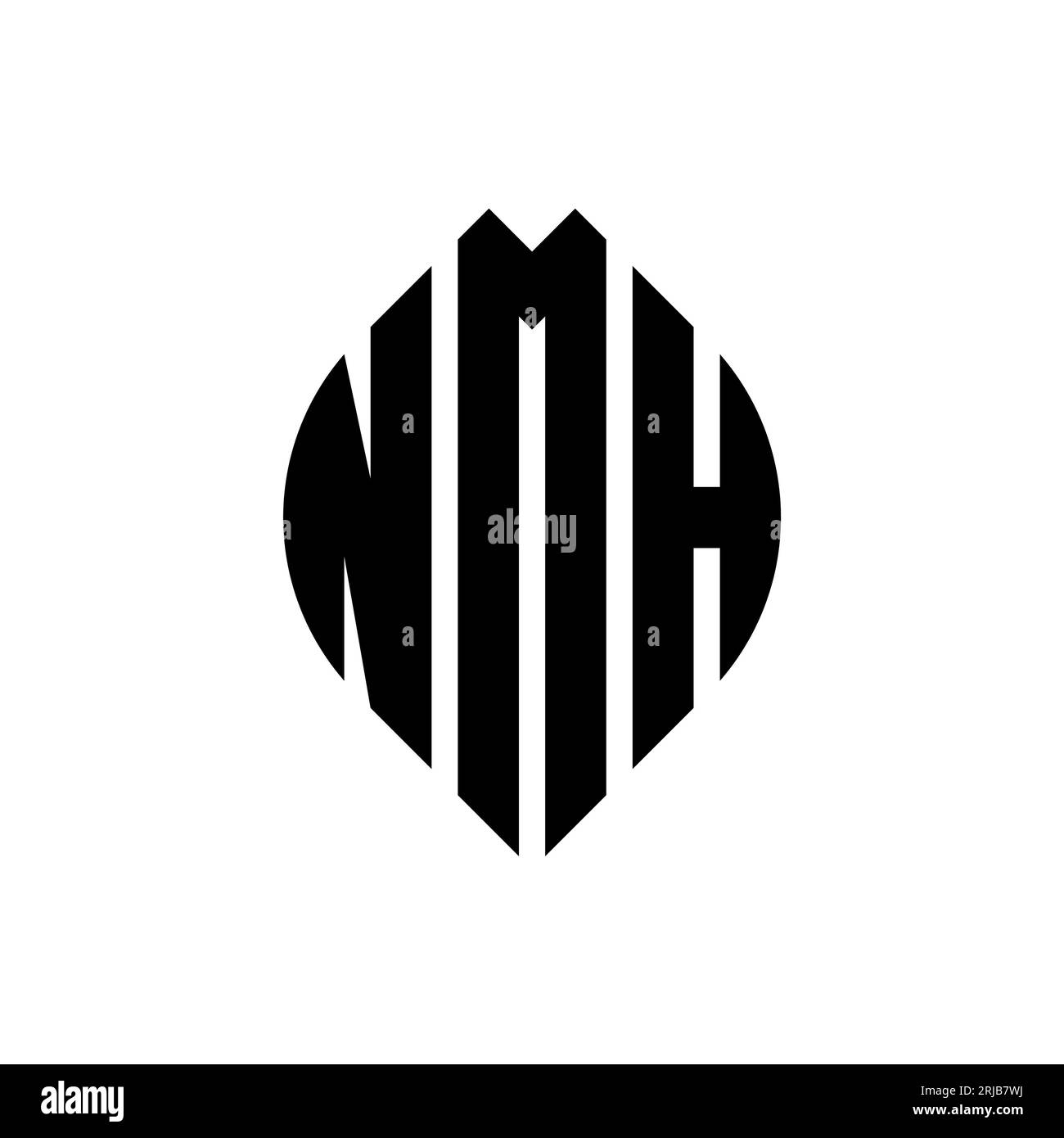 Logo de lettre circulaire NMH avec forme de cercle et d'ellipse. Lettres elliptiques NMH avec style typographique. Les trois initiales forment un logo circulaire. Ci NMH Illustration de Vecteur