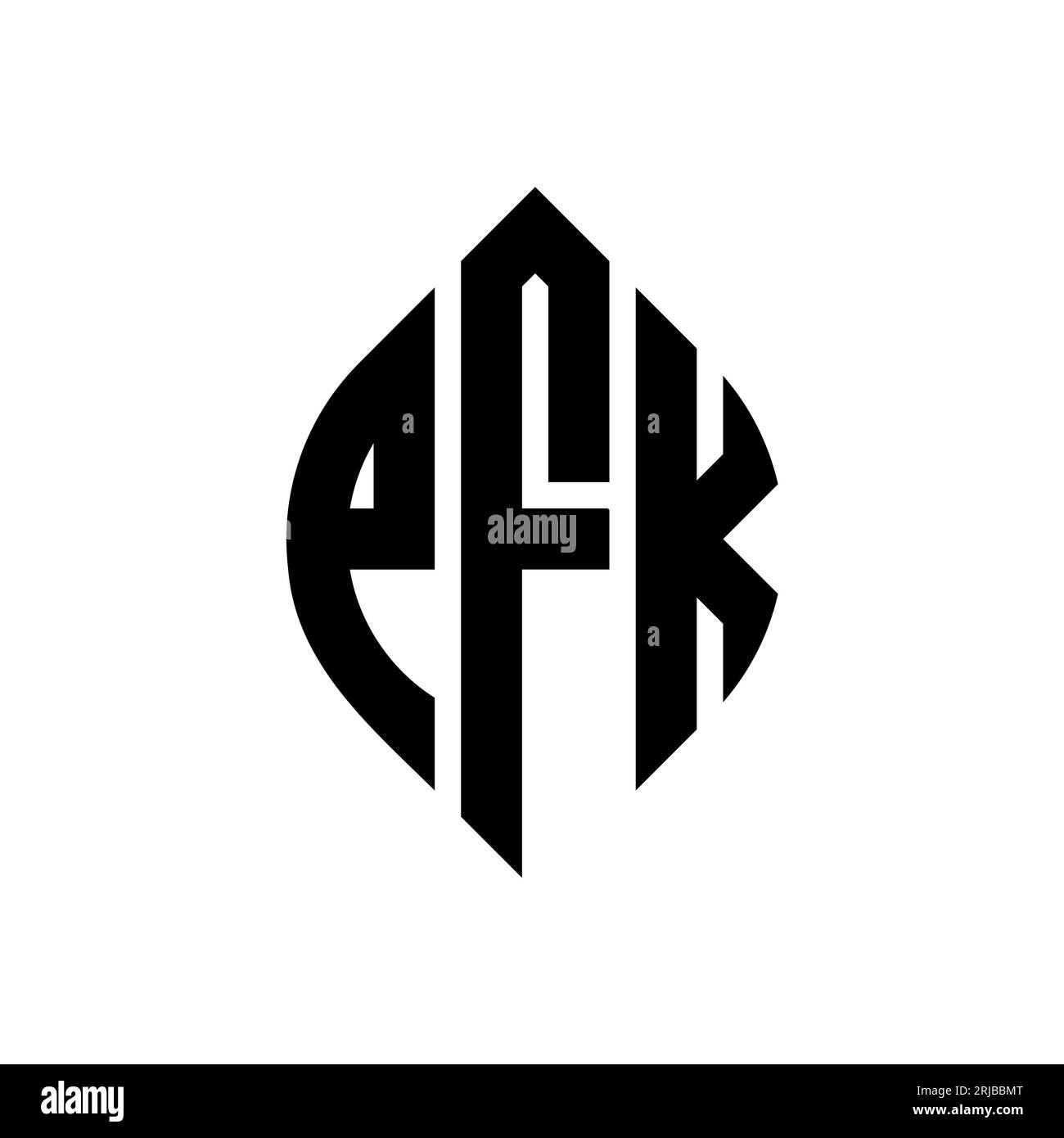 Logo de lettre cercle PFK avec forme de cercle et d'ellipse. Lettres elliptiques PFK avec style typographique. Les trois initiales forment un logo circulaire. Ci PFK Illustration de Vecteur