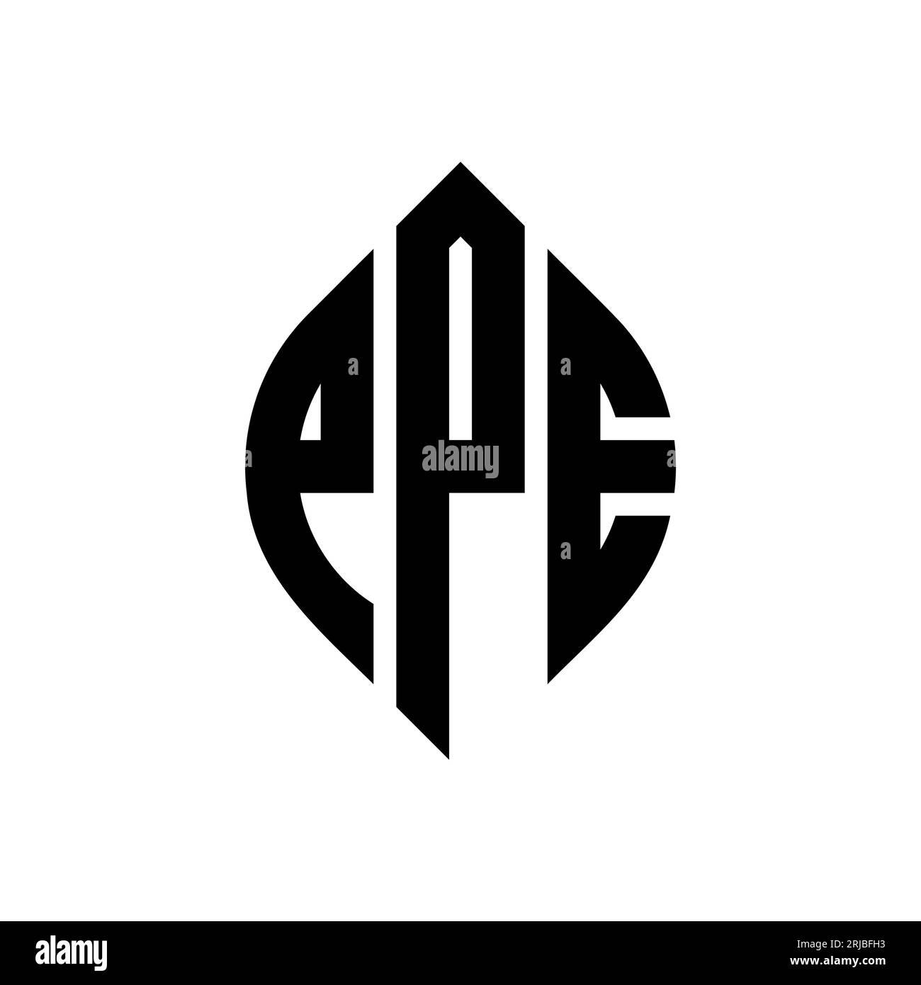 Logo de lettre cercle PPE avec forme de cercle et d'ellipse. Lettres elliptiques PPE avec style typographique. Les trois initiales forment un logo circulaire. EPI ci Illustration de Vecteur