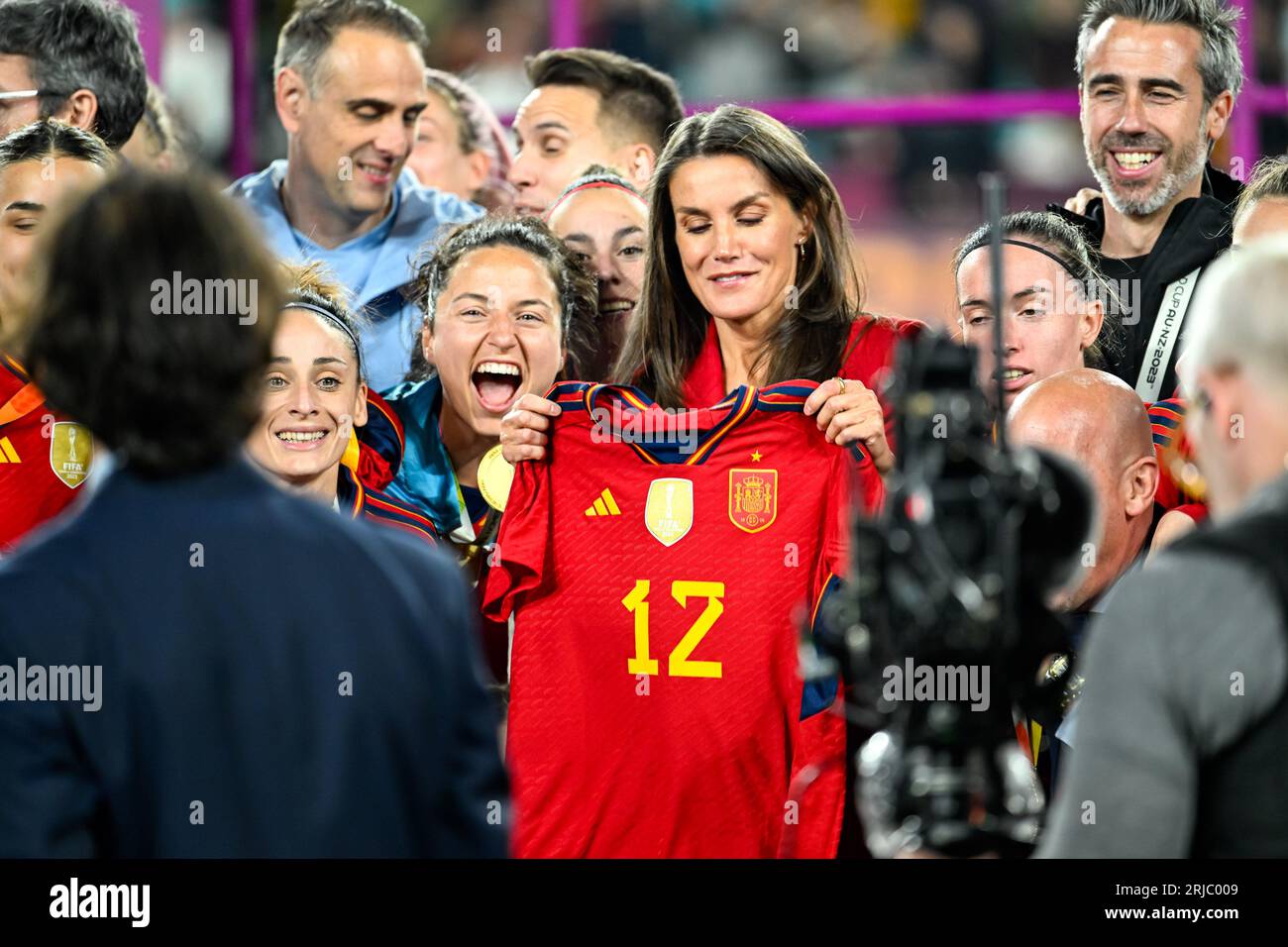 Sydney, Nouvelle-Galles du Sud, Australie, sa Majesté la Reine Letizia d'Espagne avec Gianni Infantino, président de la coupe du monde féminine de la FIFA 2023 finale Espagne - Angleterre au Stadium Australia (Accor Stadium) 20 août 2023, Sydney, Australie. (Keith McInnes/SPP) crédit : SPP Sport Press photo. /Alamy Live News Banque D'Images
