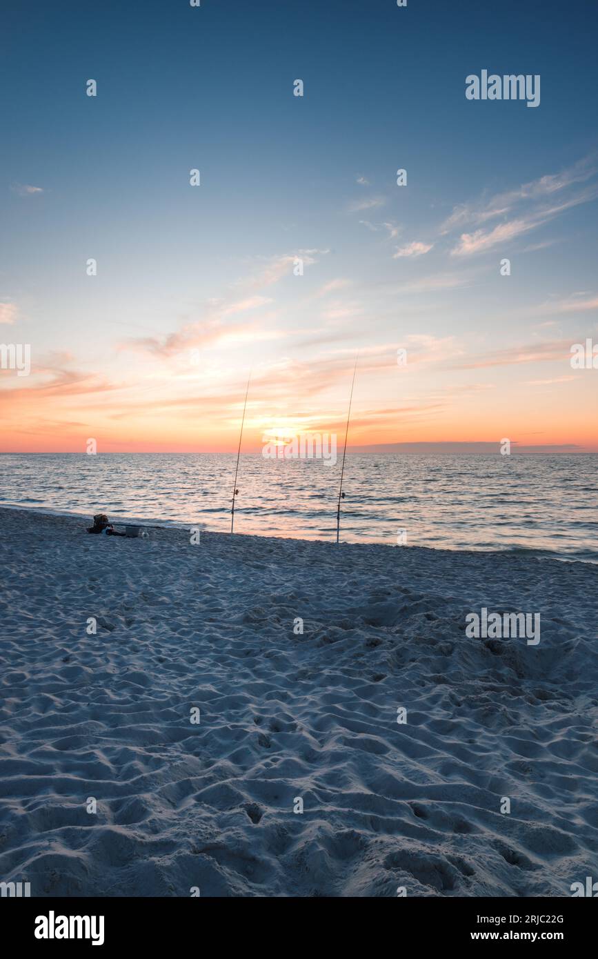 coucher de soleil sur la mer baltique en pologne Banque D'Images