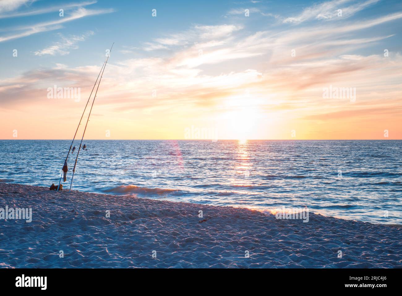 coucher de soleil sur la mer baltique en pologne Banque D'Images