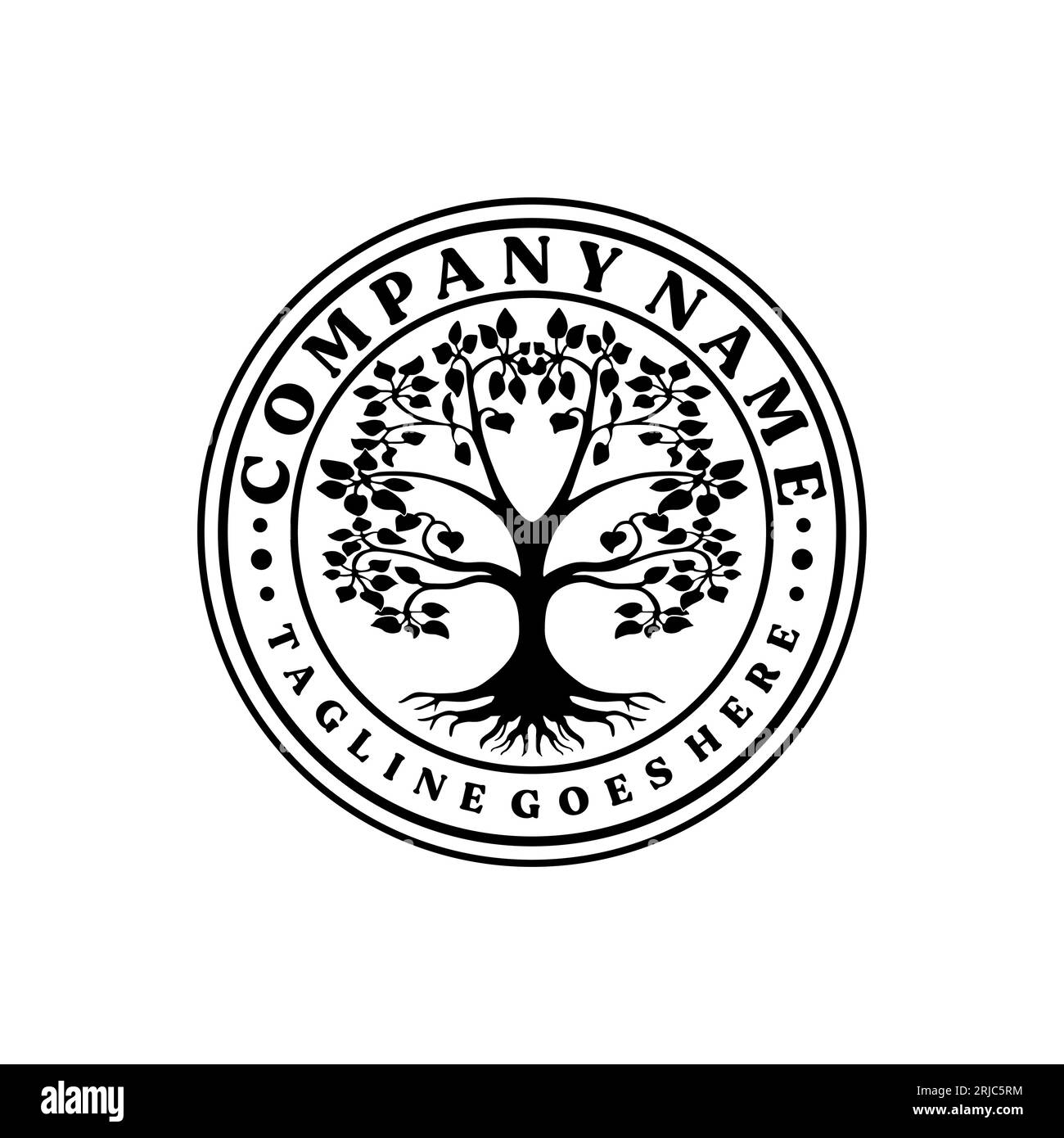 Family Tree Stamp Seal Emblem Chak Banyan Maple logo vecteur Illustration de Vecteur