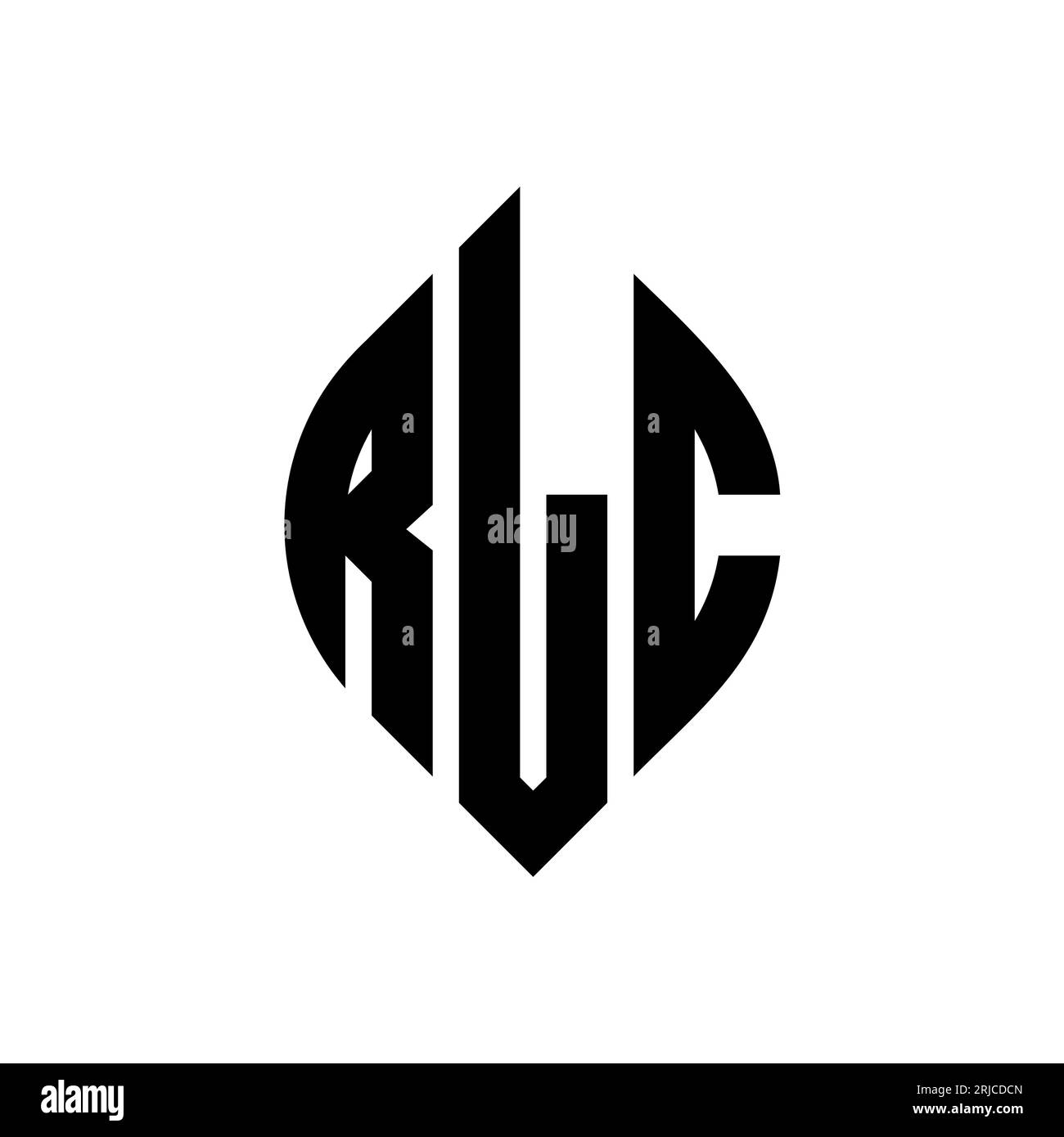 Logo de lettre cercle RLC avec forme de cercle et d'ellipse. Lettres elliptiques RLC avec style typographique. Les trois initiales forment un logo circulaire. Ci RLC Illustration de Vecteur