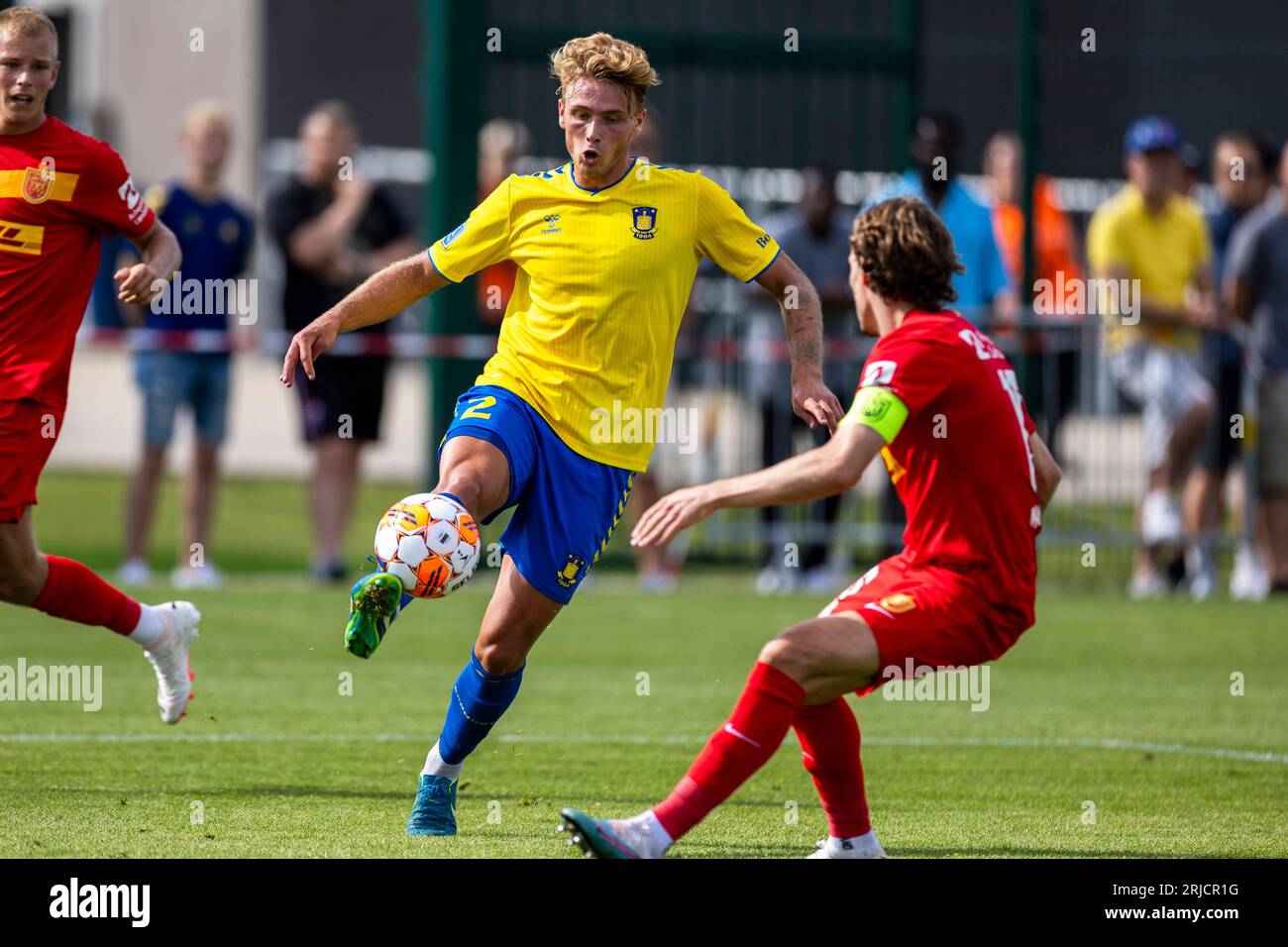 Broendby, Danemark. 21st, août 2023. Sebastian Sebulonsen (2) de Broendby IF vu lors d'un test match entre Broendby IF et FC Nordsjaelland au Bane 1 à Broendby. (Crédit photo : Gonzales photo - Teis Markfoged). Banque D'Images