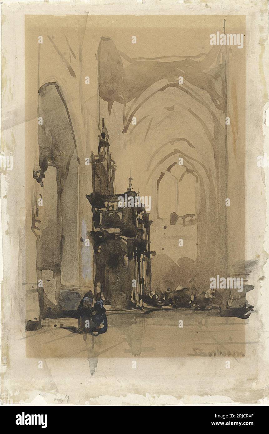 Gezicht op het oxaal van de Sint-Janskathedraal te 's-Hertogenbosch 1851 de Johannes Bosboom Banque D'Images