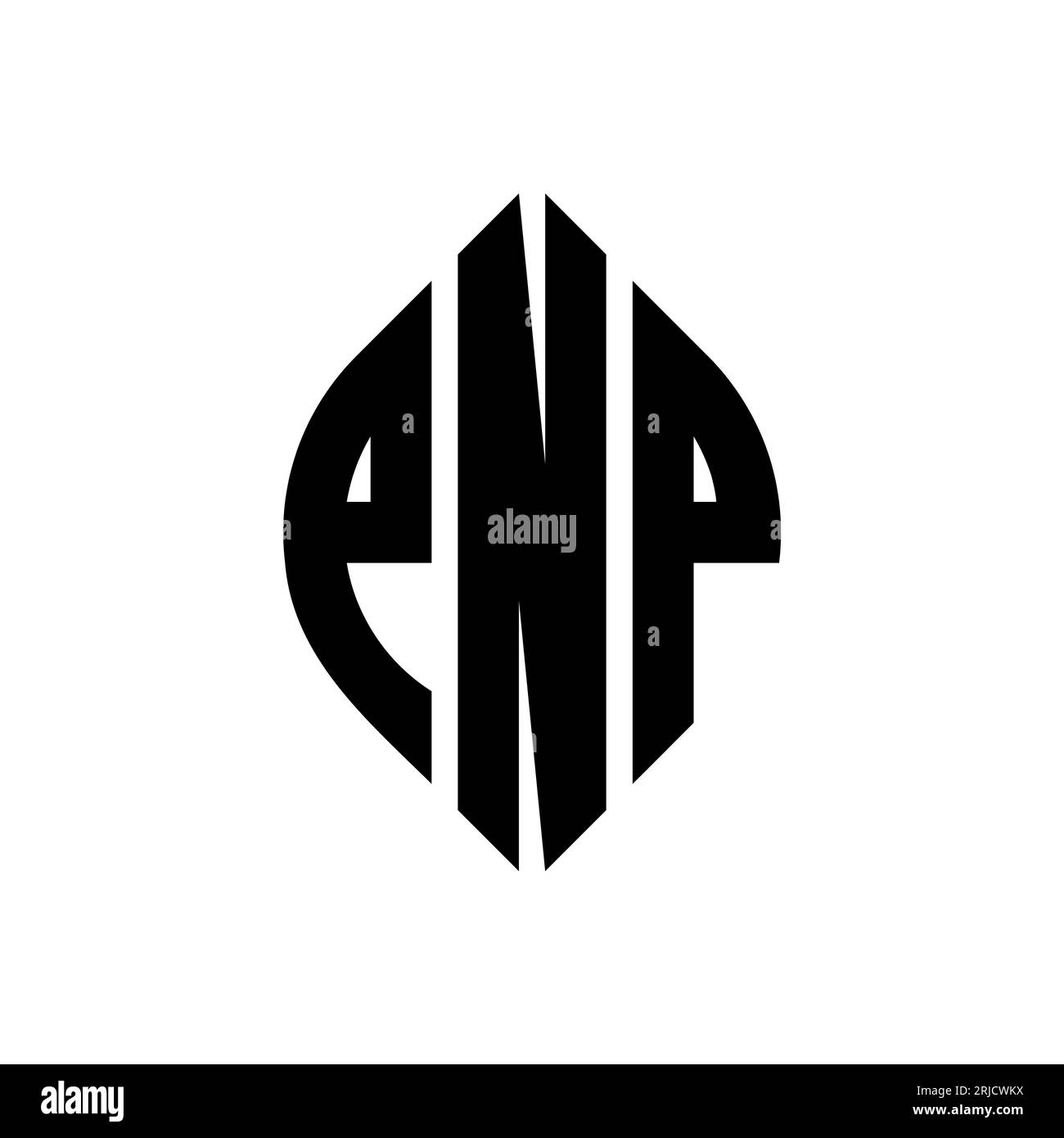 Logo de lettre circulaire PNP avec forme de cercle et d'ellipse. Lettres elliptiques PNP avec style typographique. Les trois initiales forment un logo circulaire. Ci PNP Illustration de Vecteur