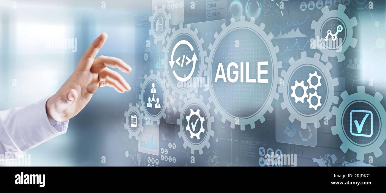 Concept de méthodologie de développement agile sur écran virtuel. Concept de technologie. Banque D'Images