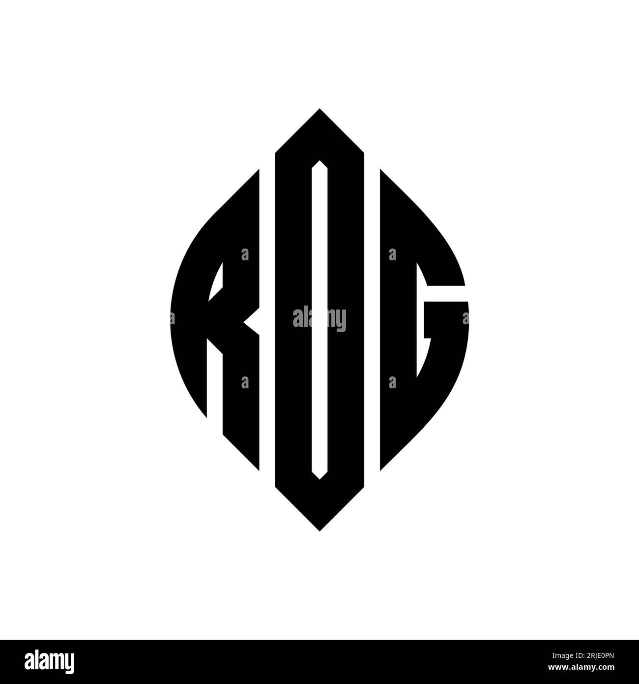 Logo de lettre ROG cercle avec forme de cercle et ellipse. Lettres elliptiques ROG avec style typographique. Les trois initiales forment un logo circulaire. Ci ROG Illustration de Vecteur