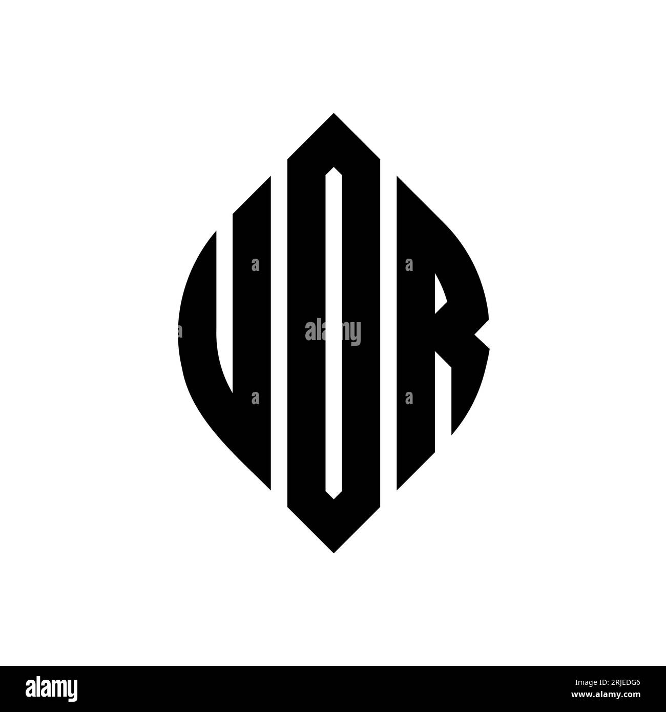 Logo de lettre cercle UDR avec forme de cercle et d'ellipse. Lettres elliptiques UDR avec style typographique. Les trois initiales forment un logo circulaire. UDR ci Illustration de Vecteur