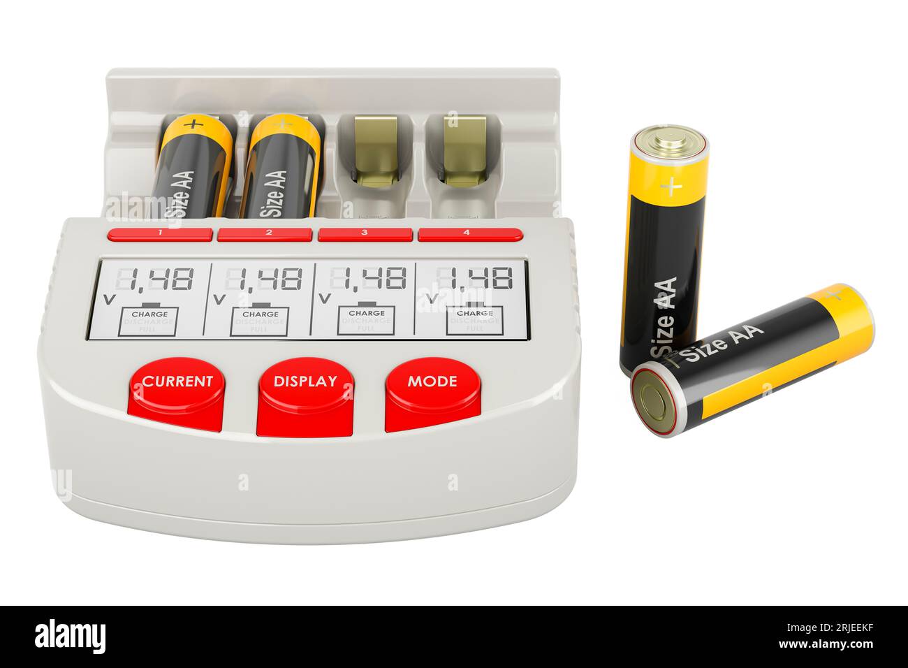 AA AAA chargeur de batterie pour batteries rechargeables, rendu 3D isolé sur fond blanc Banque D'Images