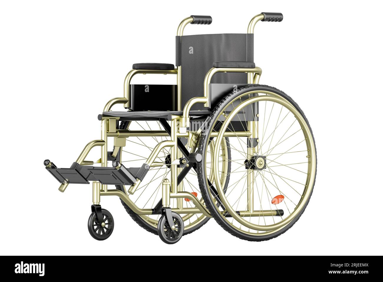 Fauteuil roulant manuel, fauteuil roulant. Rendu 3D isolé sur fond blanc Banque D'Images