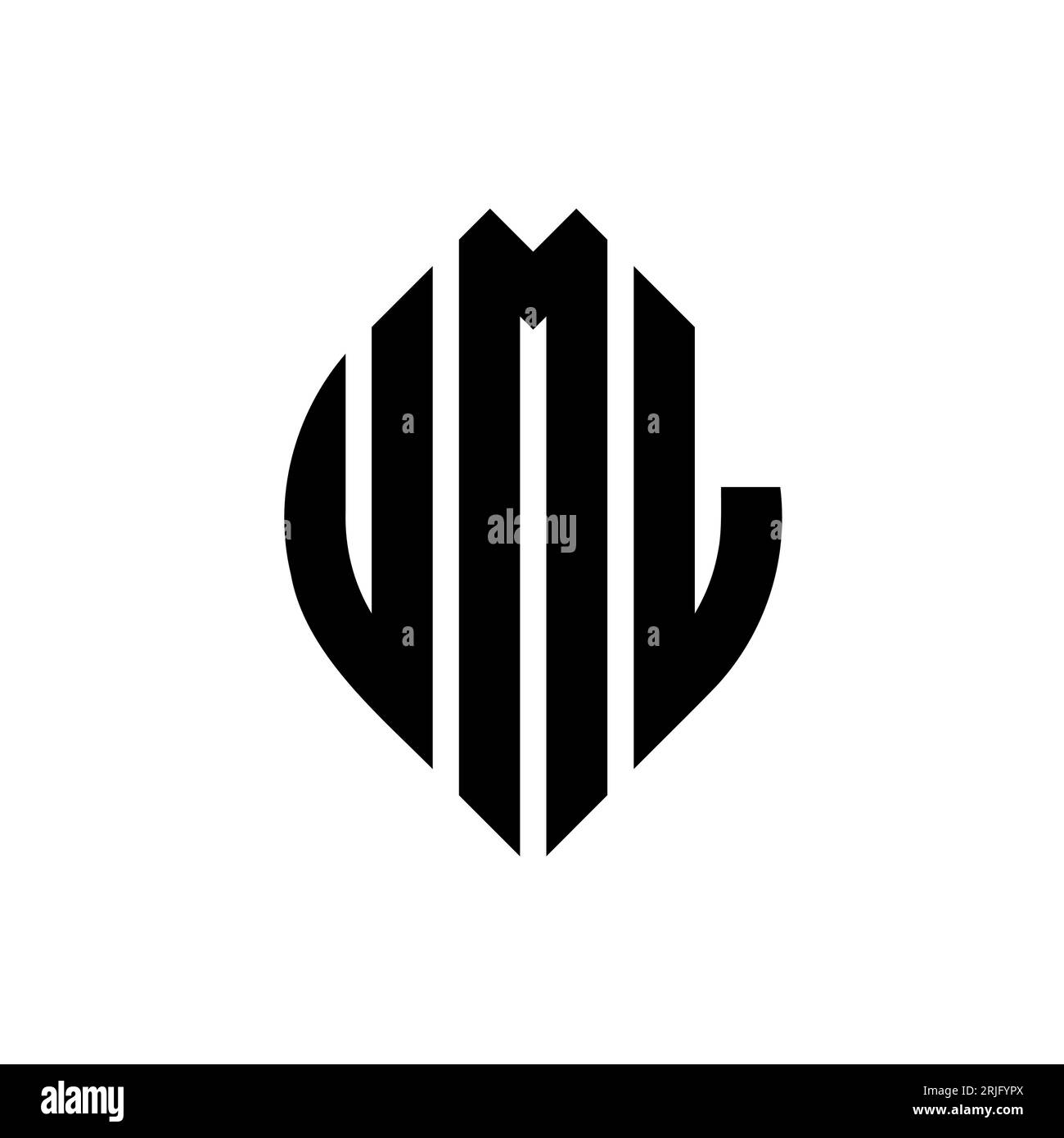 Conception de logo de lettre de cercle UML avec forme de cercle et d'ellipse. Lettres elliptiques UML avec style typographique. Les trois initiales forment un logo circulaire. Ci UML Illustration de Vecteur