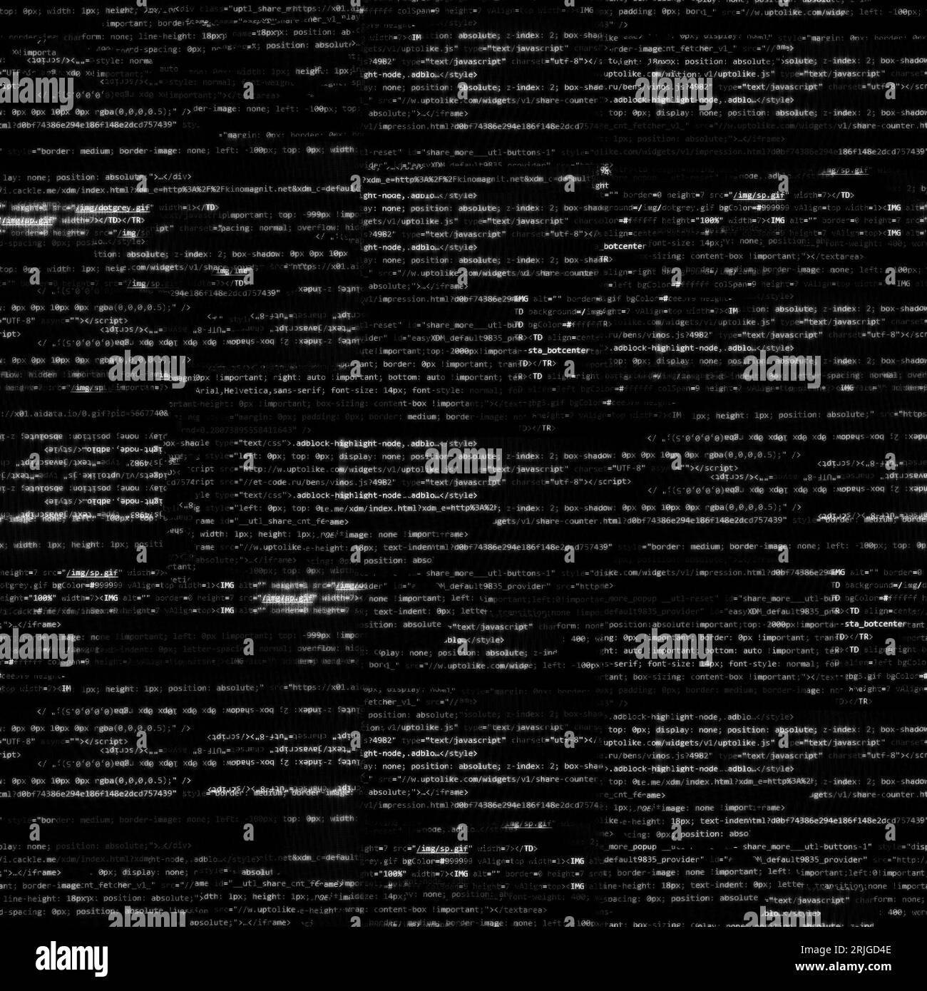 Motif abstrait de code informatique noir et blanc. Banque D'Images